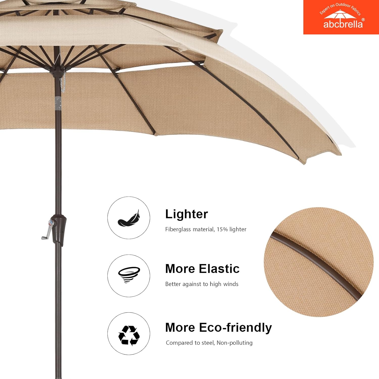 ABCCANOPY 9FT 3 Tiers Patio Umbrella 8 Ribs OLEFIN 5-Year No Fading