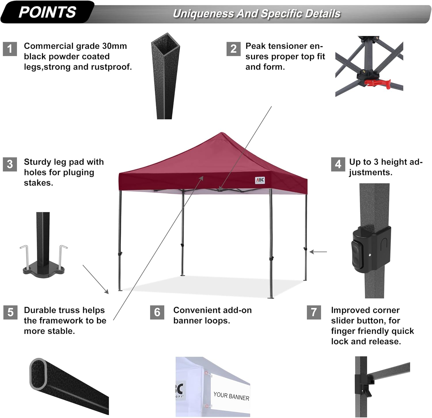 ABCCANOPY S1 Nova Base® - Lite Commercial Pop Up Canopy Tent 10x10/10x15/10x20