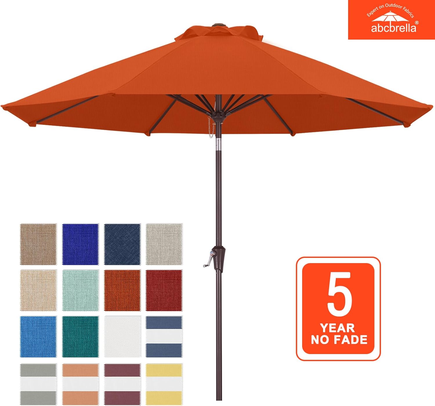 fiberglass patio umbrella canada ABCCANOPY 9FT Patio Umbrella Outdoor Table Umbrella 8 Ribs OLEFIN 5-Year No Fading Orange