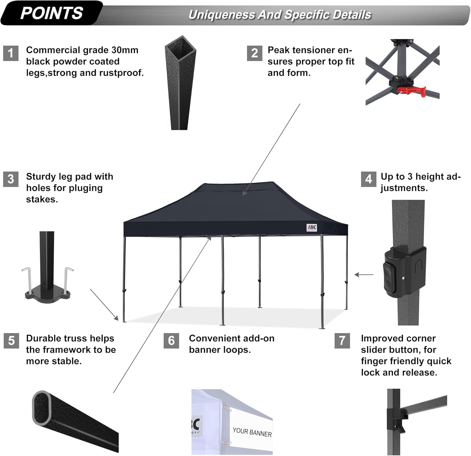 S1 Nova Base® - Lite Commercial Pop Up Canopy Tent 8x8/8x12/8x16