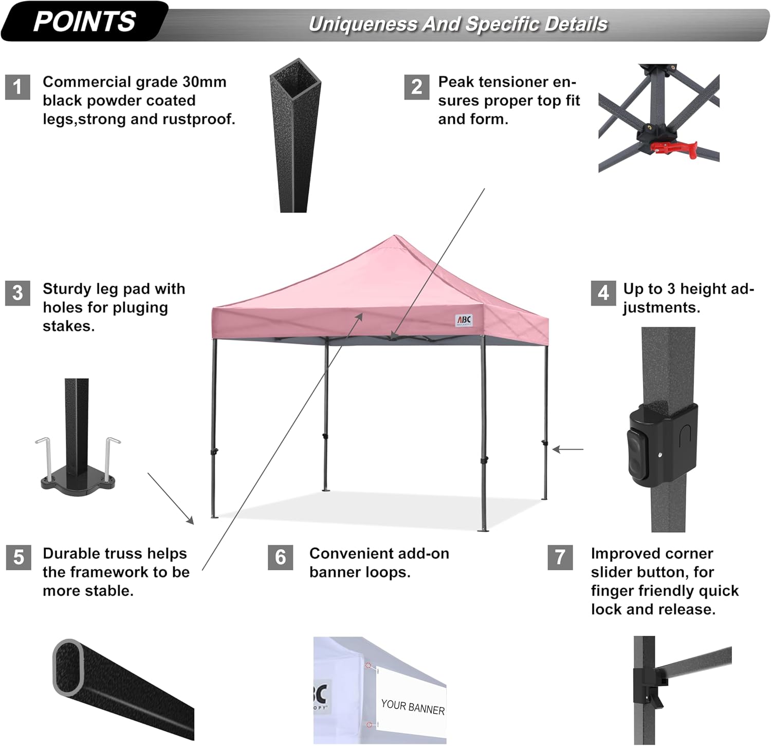 ABCCANOPY S1 Nova Base® - Lite Commercial Pop Up Canopy Tent 10x10/10x15/10x20