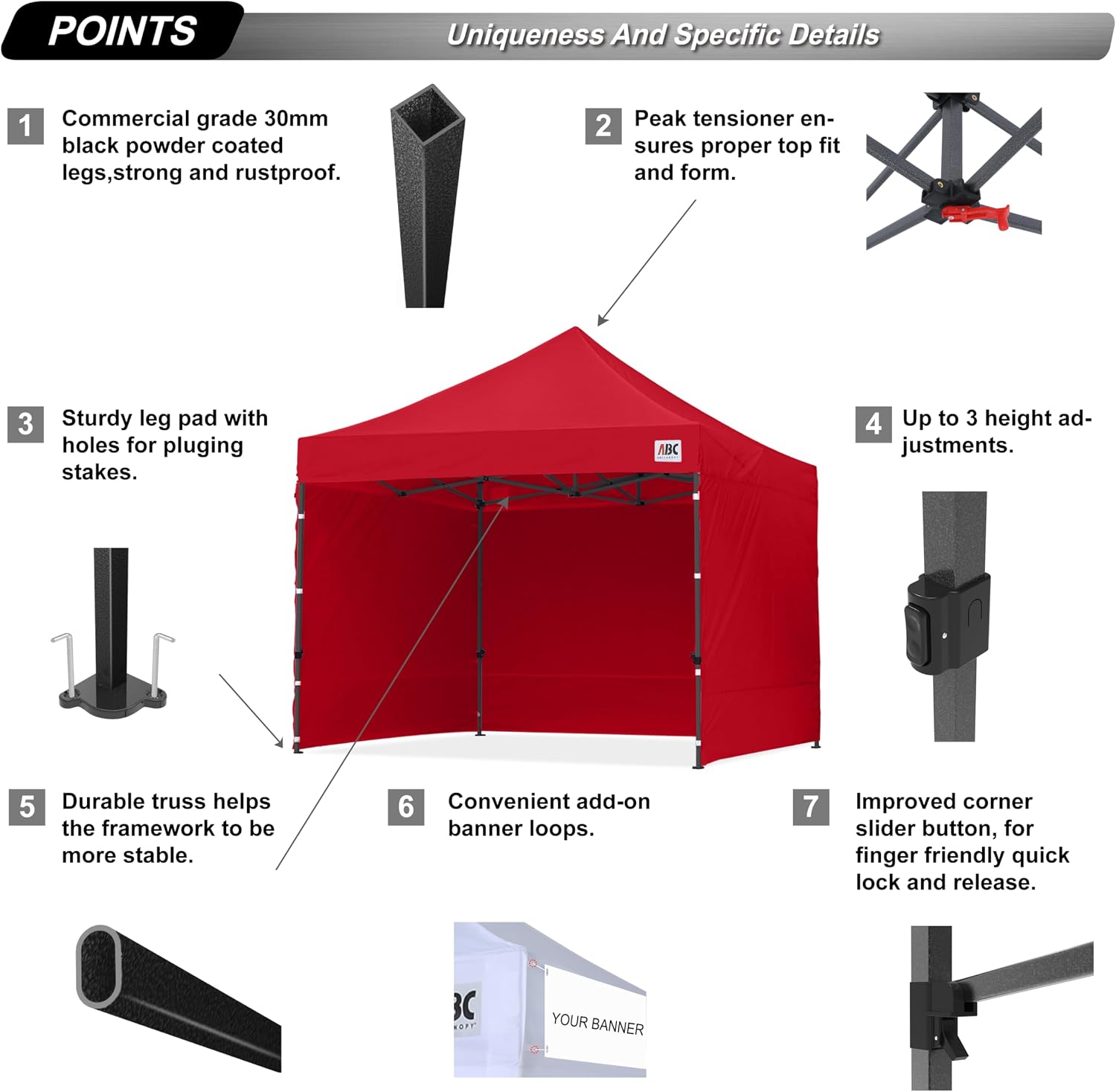 ABCCANOPY S1 Nova Base® - Lite Commercial Pop Up Canopy Tent with Sidewalls 4-Pack
