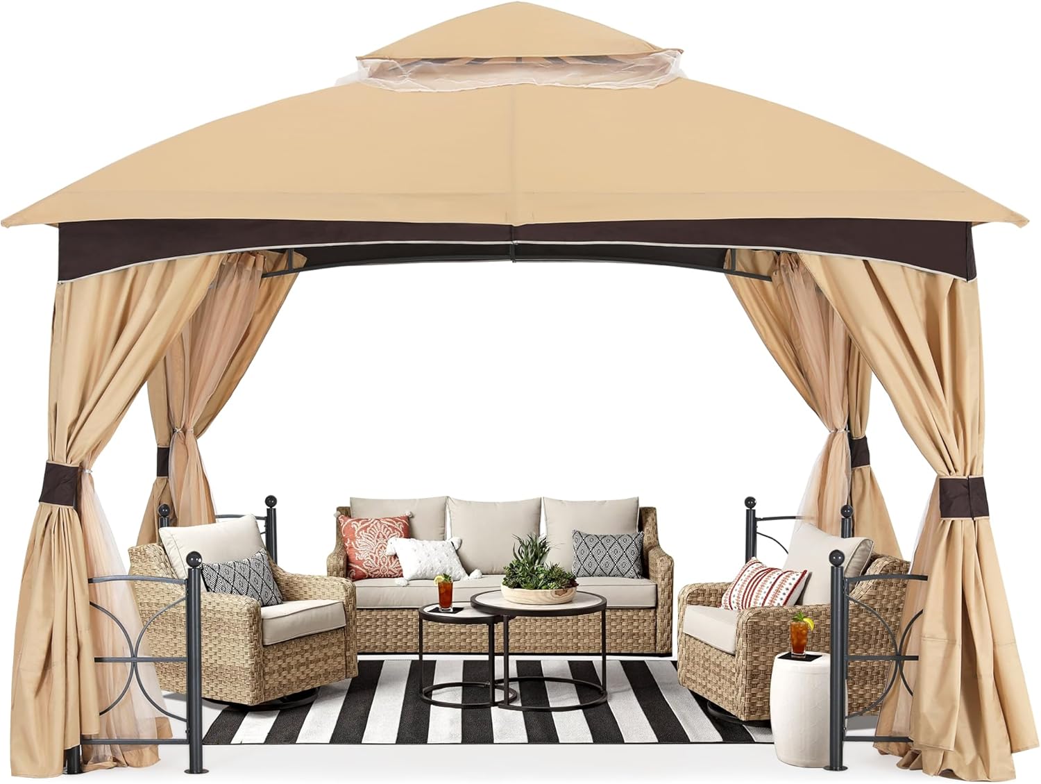 ABCCANOPY Outdoor Patio Gazebo with Stable Metal Frame and Netting Walls 10x12