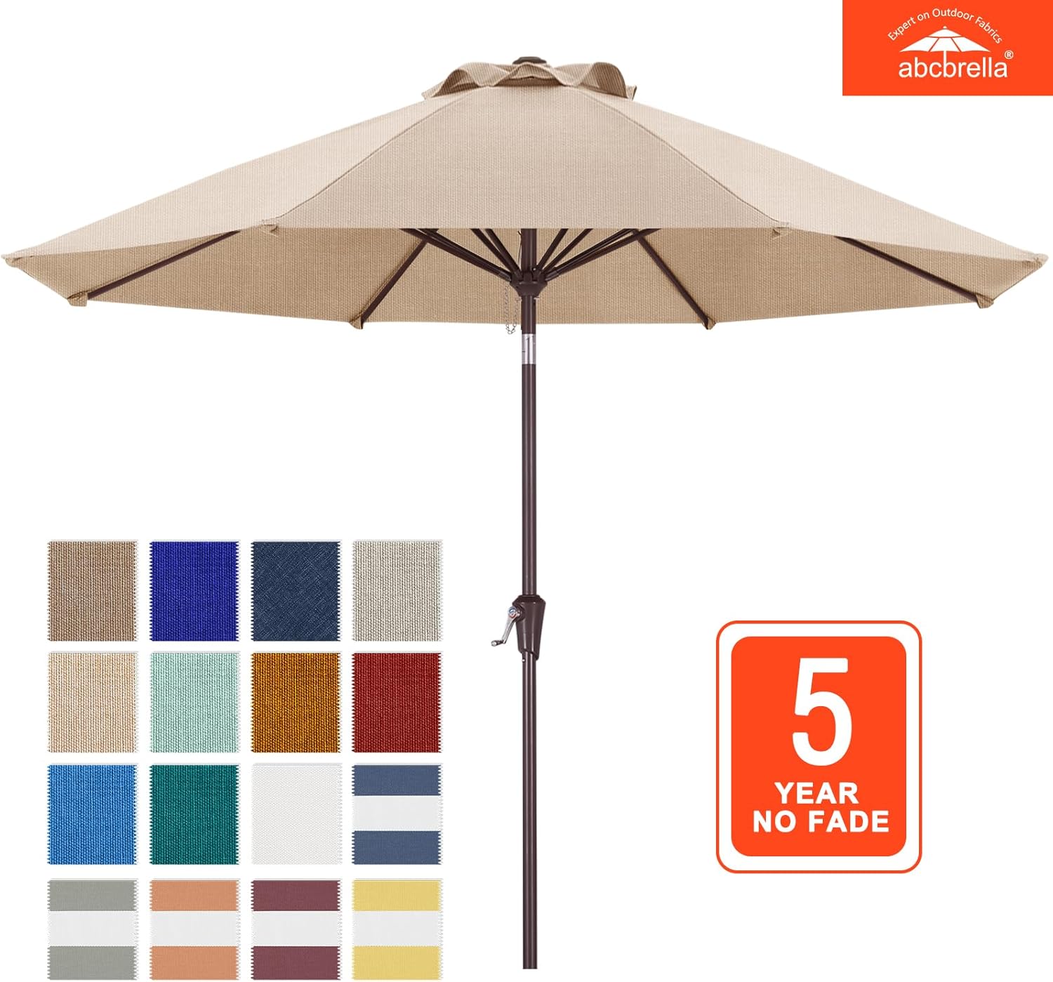 8 rib patio umbrella ABCCANOPY 9FT Patio Umbrella Outdoor Table Umbrella 8 Ribs OLEFIN 5-Year No Fading Light Beige