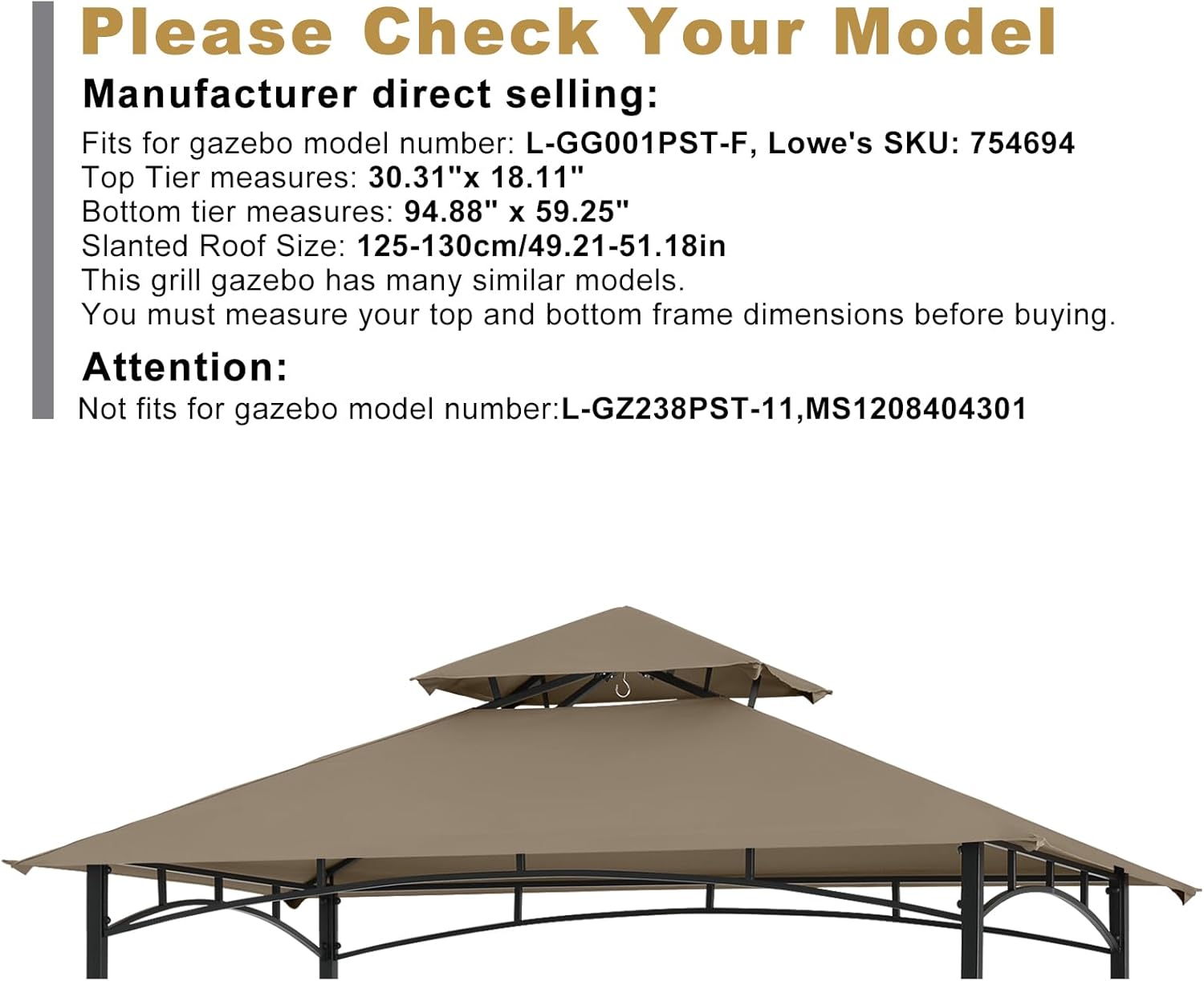 ABCCANOPY 8x5 Grill Shelter Replacement Canopy ROOF ONLY