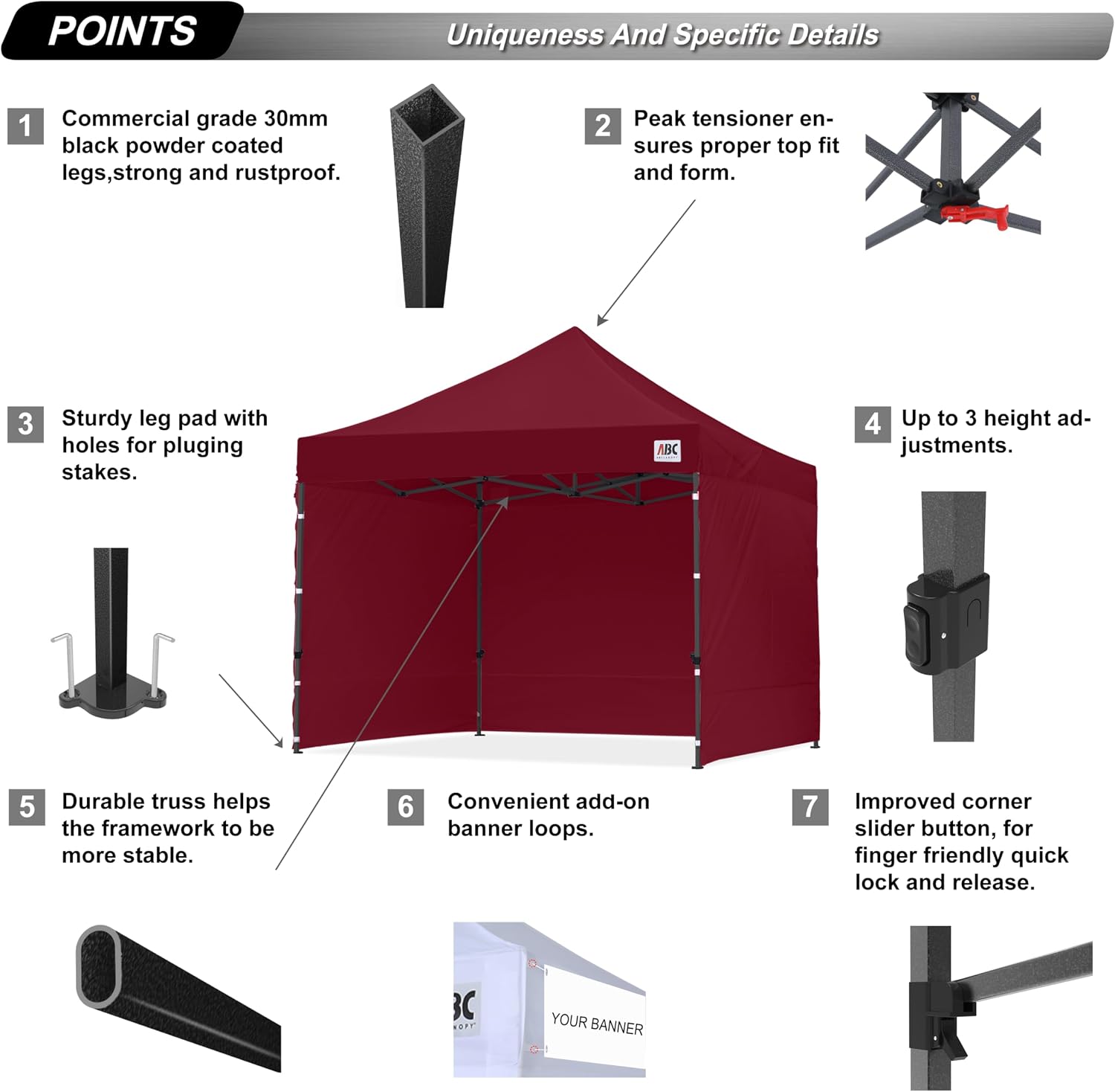 ABCCANOPY S1 Nova Base® - Lite Commercial Pop Up Canopy Tent with Sidewalls 4-Pack