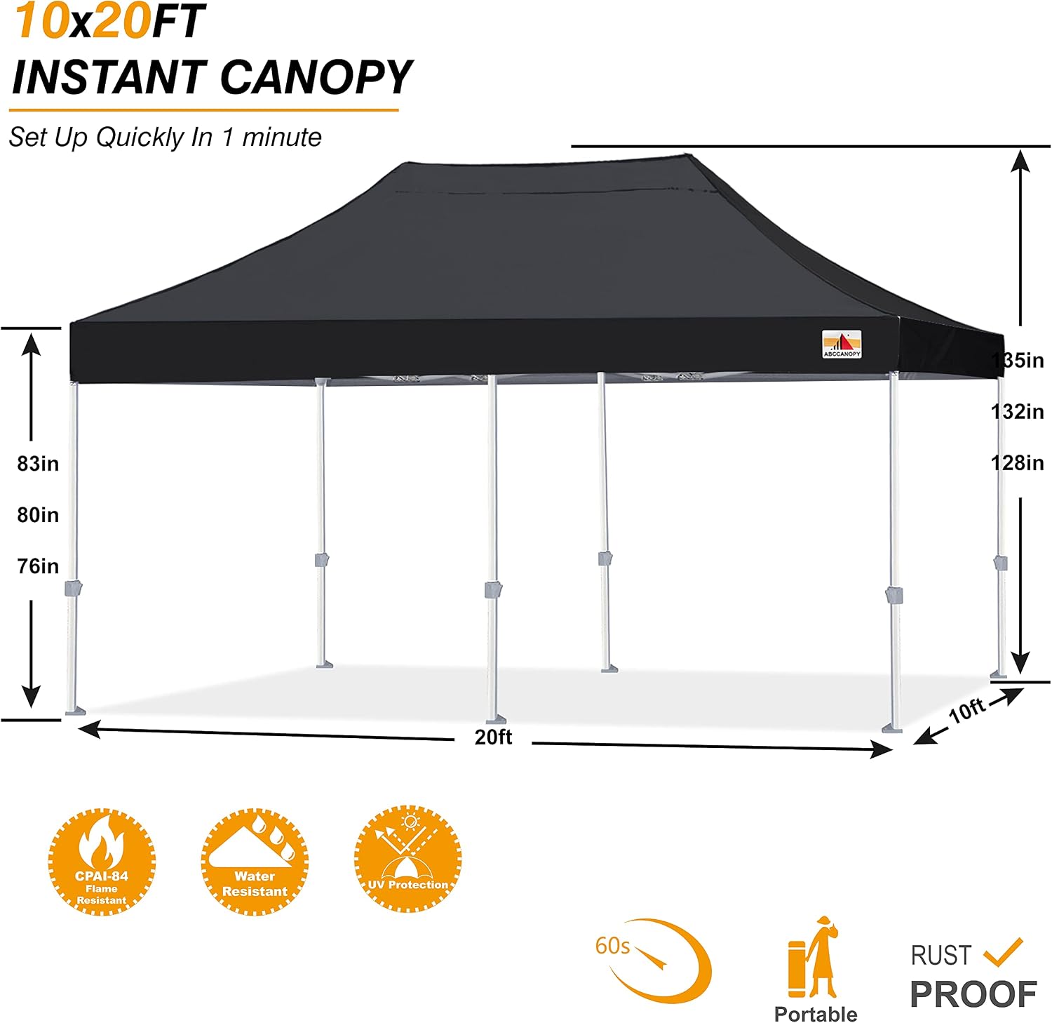 S1 Nova Base® - Frame Heavy Duty Pop Up Canopy Tent 8x8/10x10/10x15/10x20