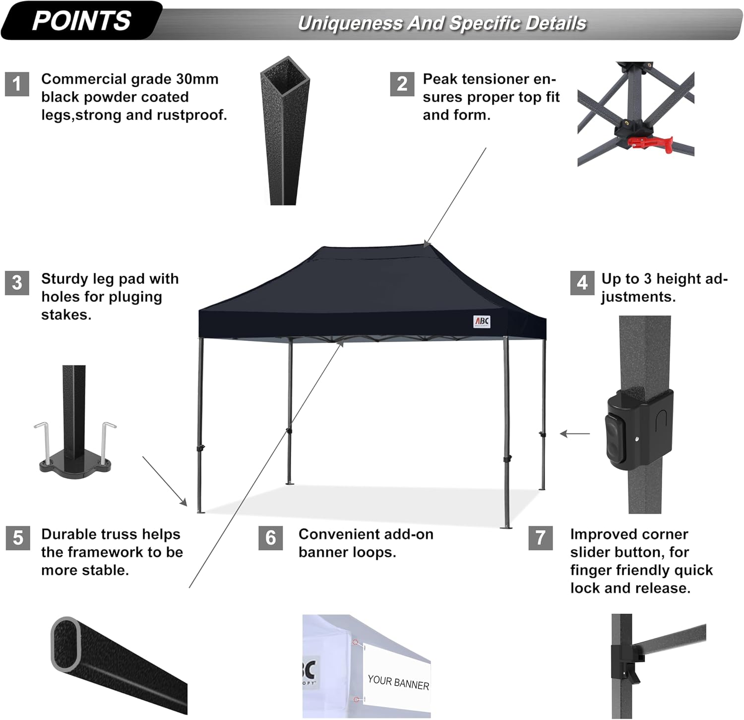 ABCCANOPY S1 Nova Base® - Lite Commercial Pop Up Canopy Tent 10x10/10x15/10x20