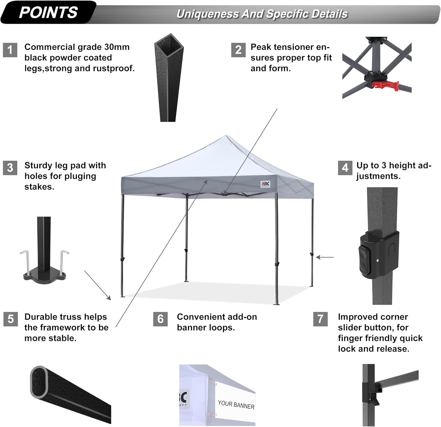 ABCCANOPY S1 Nova Base® - Lite Commercial Pop Up Canopy Tent 10x10/10x15/10x20