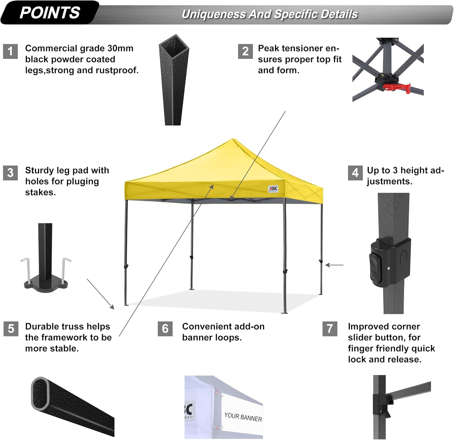 ABCCANOPY S1 Nova Base® - Lite Commercial Pop Up Canopy Tent 10x10/10x15/10x20