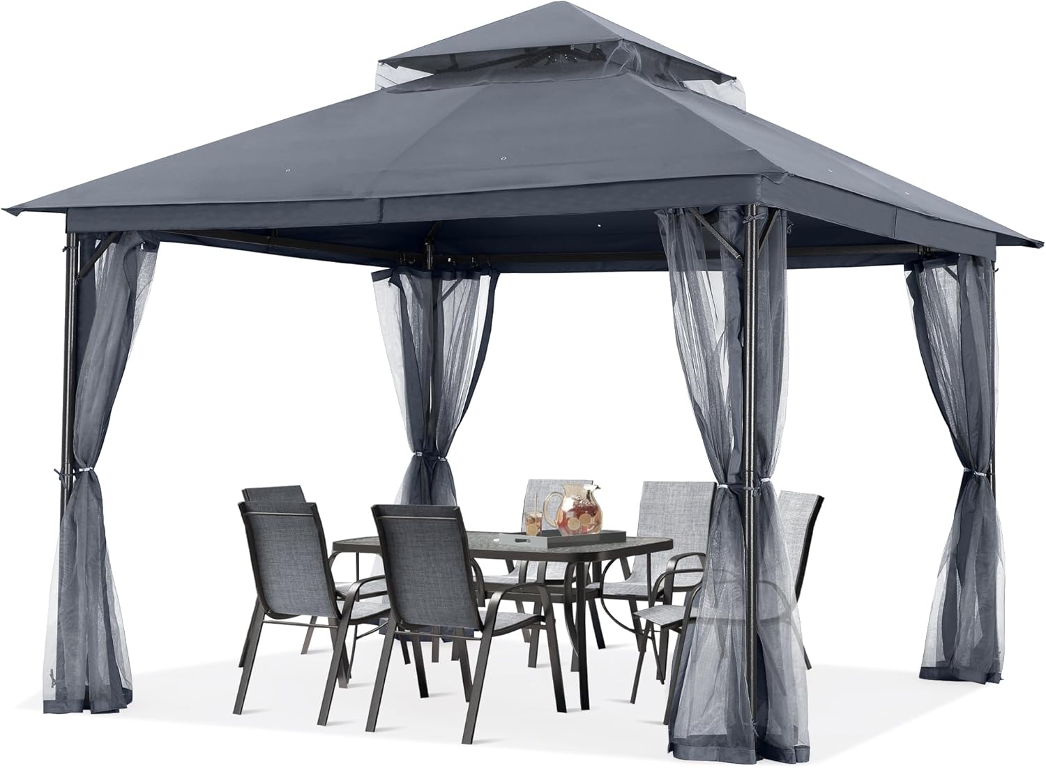 ABCCANOPY Outdoor Patio Gazebo Double Roof Canopy with Mosquito Netting - 11x11, 11x13