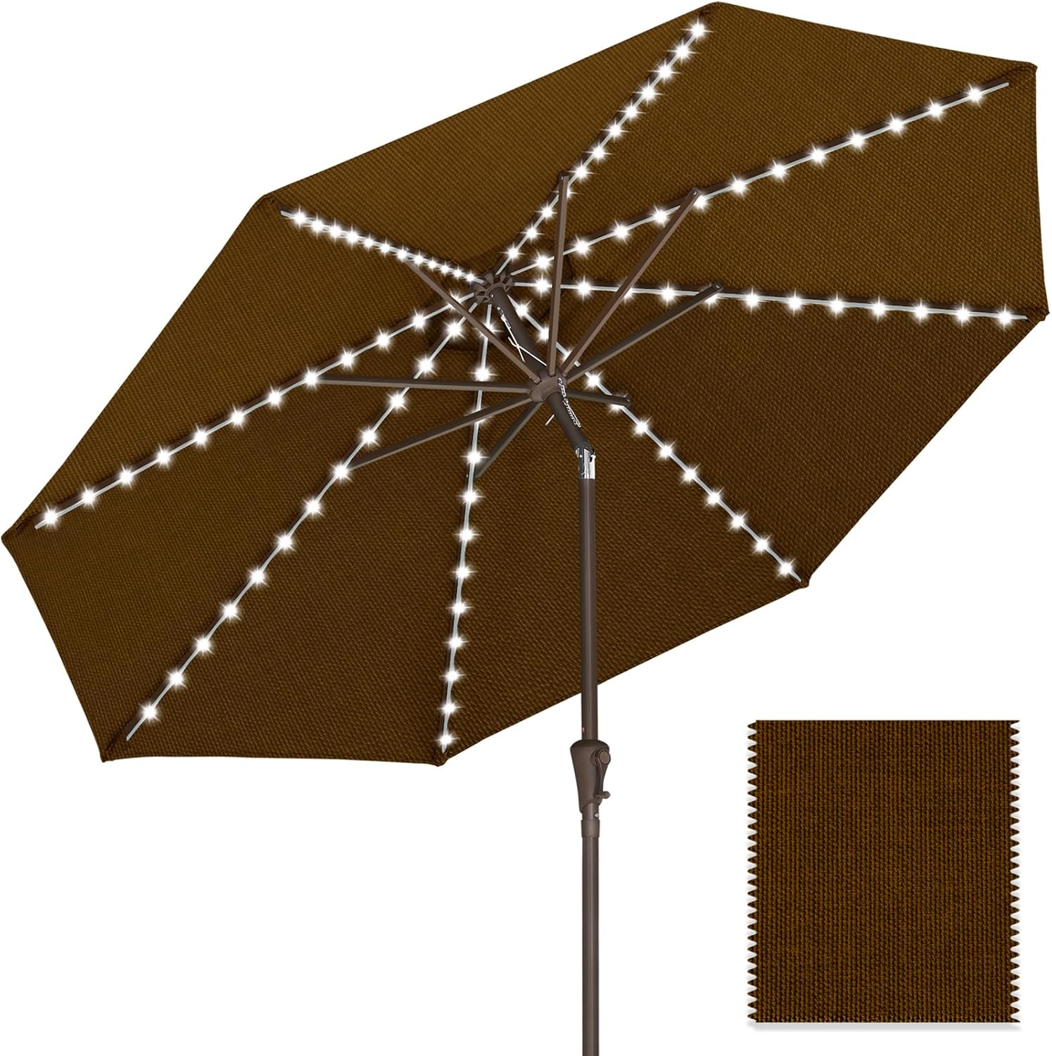 bumble patio umbrella ABCCANOPY OLEFIN 5-Year No Fading with Solar Lights 9FT 8Ribs Dark Brown bc-filter-exterior-material-Canvas Plain Powered by the top Penn 4400ss Reel Option:10000-H