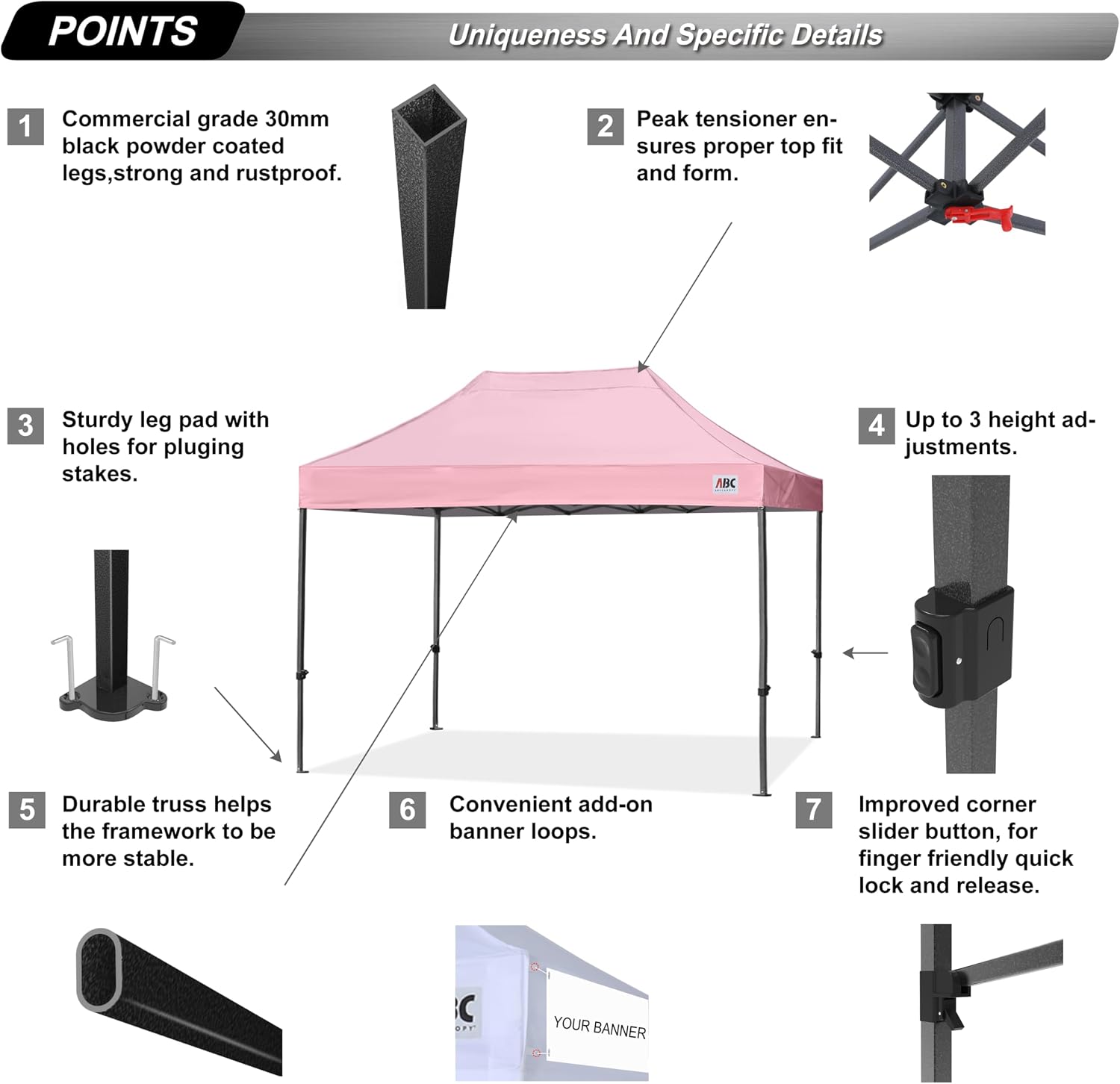 ABCCANOPY S1 Nova Base® - Lite Commercial Pop Up Canopy Tent 10x10/10x15/10x20