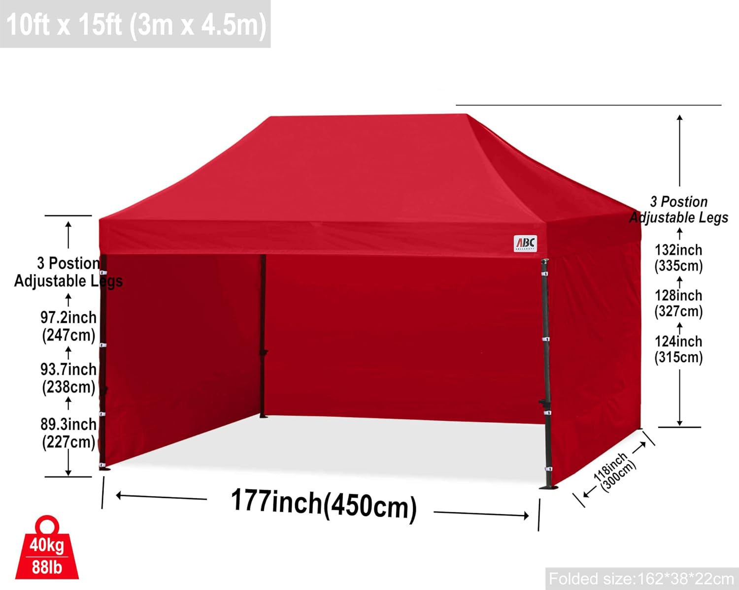 ABCCANOPY S1 Nova Base® - Lite Commercial Pop Up Canopy Tent with Sidewalls 4-Pack