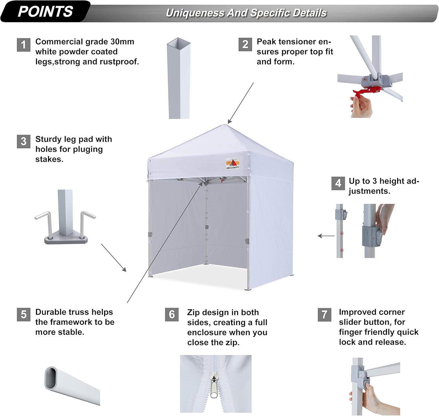 ABCCANOPY Easy Pop Up Canopy Tent with Sidewalls - 5x5