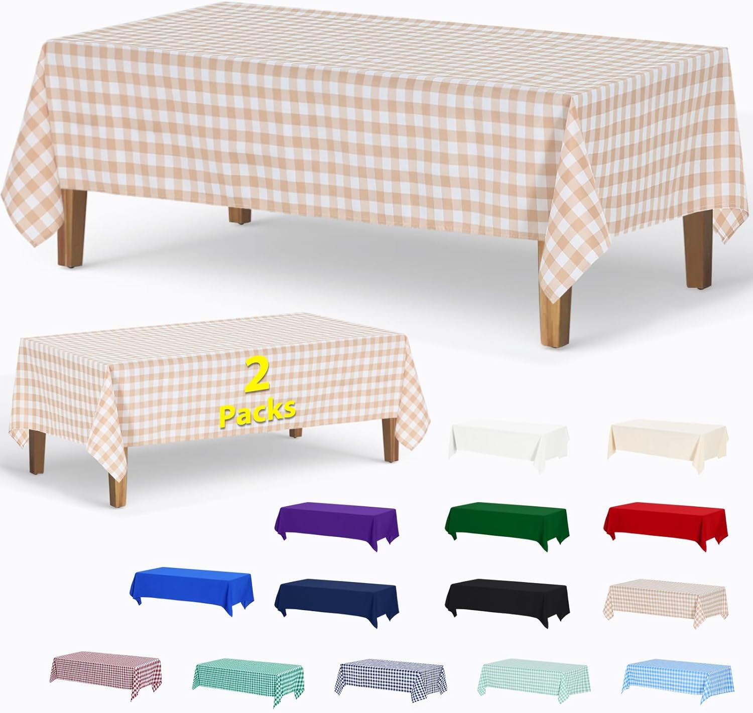 ABCCANOPY Rectangle Tablecloth Stain-Resistant Washable Table Cover