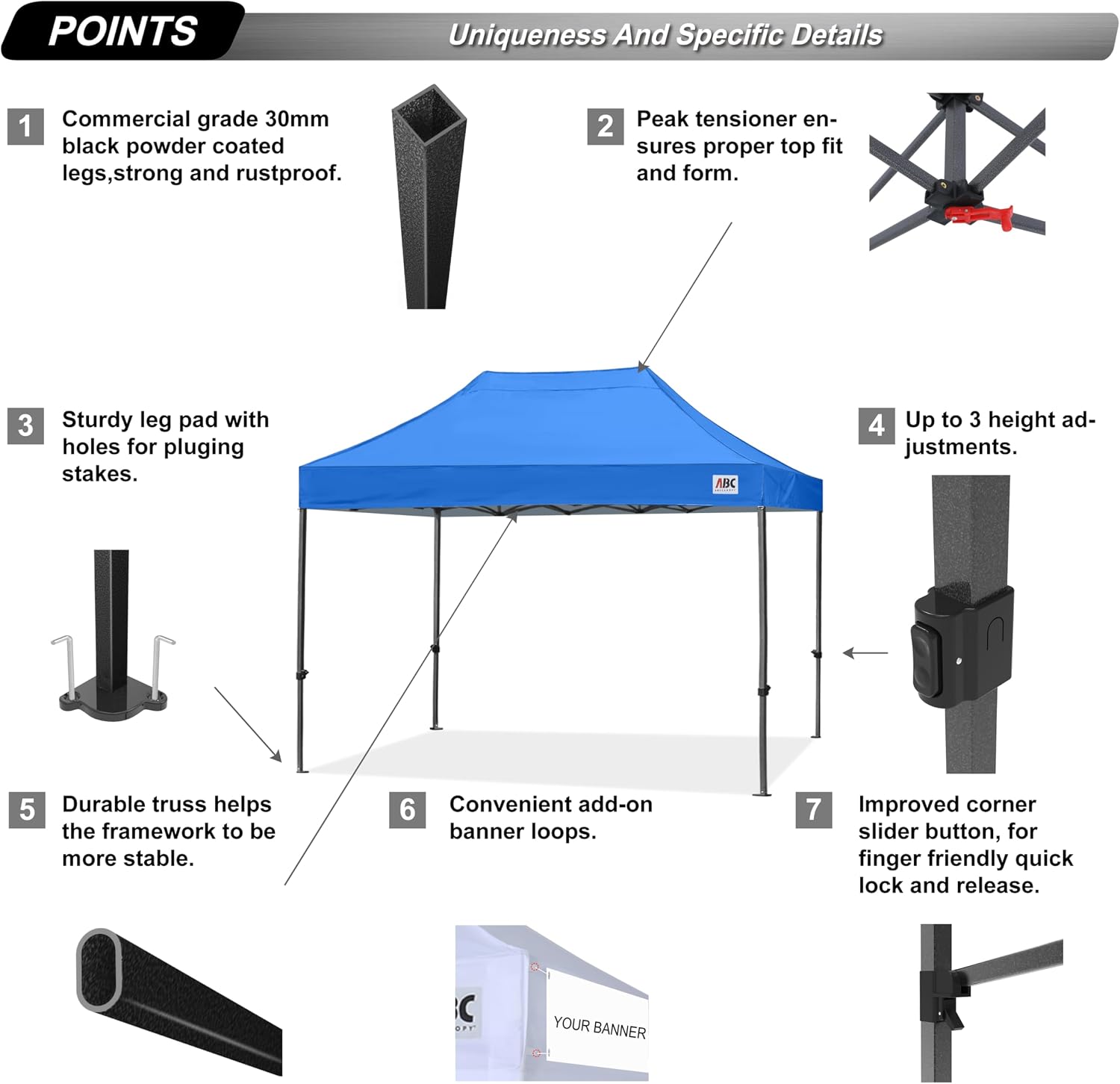 ABCCANOPY S1 Nova Base® - Lite Commercial Pop Up Canopy Tent 10x10/10x15/10x20