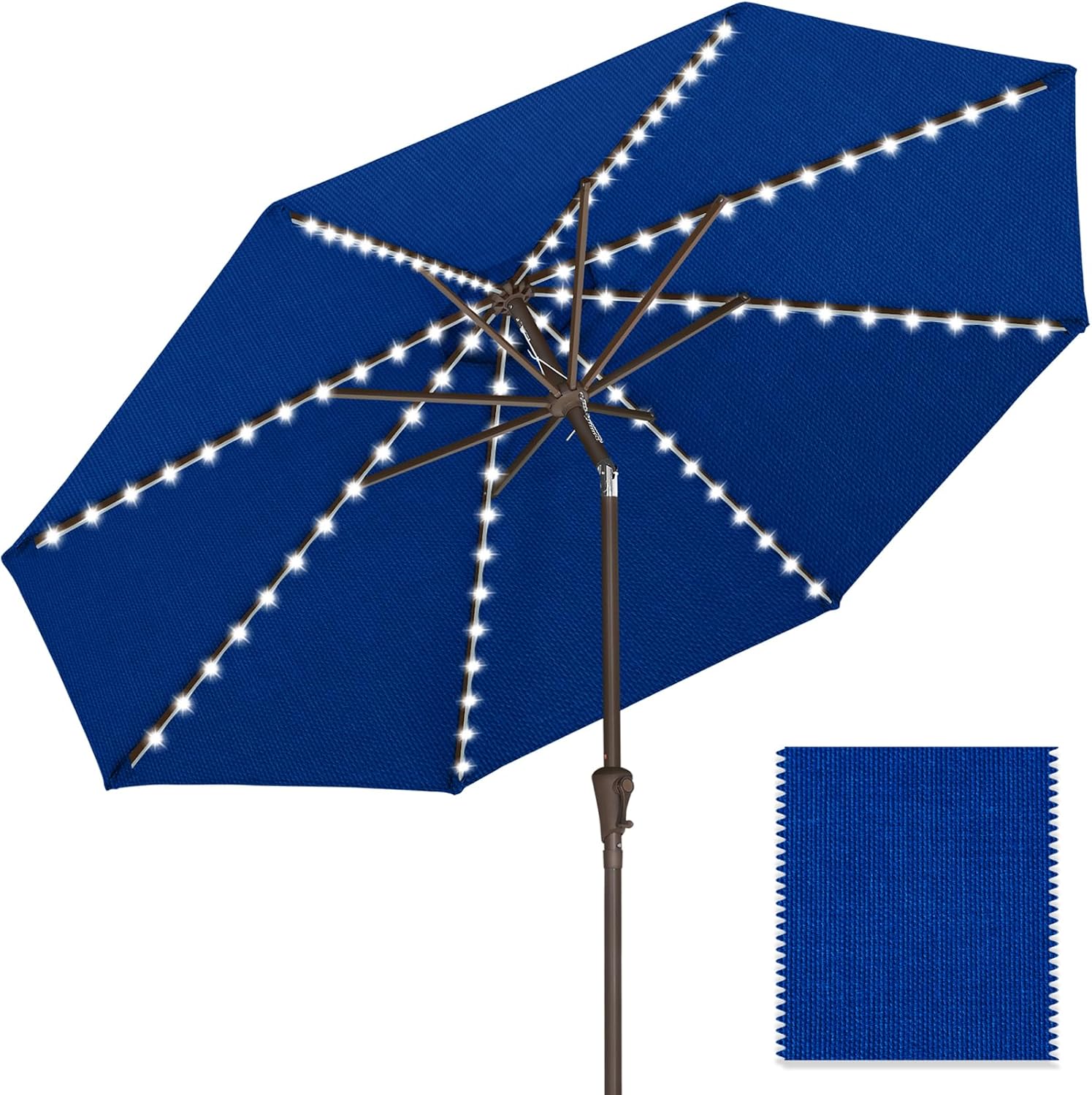 ABCCANOPY OLEFIN 5-Year No Fading Patio Umbrella with Solar Lights 9FT 8Ribs