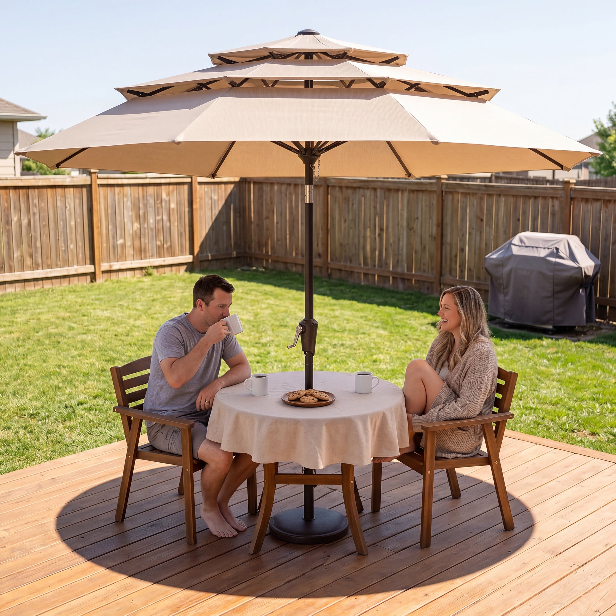 custom printed patio table umbrellas Market Umbrella Frame and Canopy / 22lb Heavy Duty Base & Waterbag rib frame ensures lasting stability Printed Market Umbrella - Easy