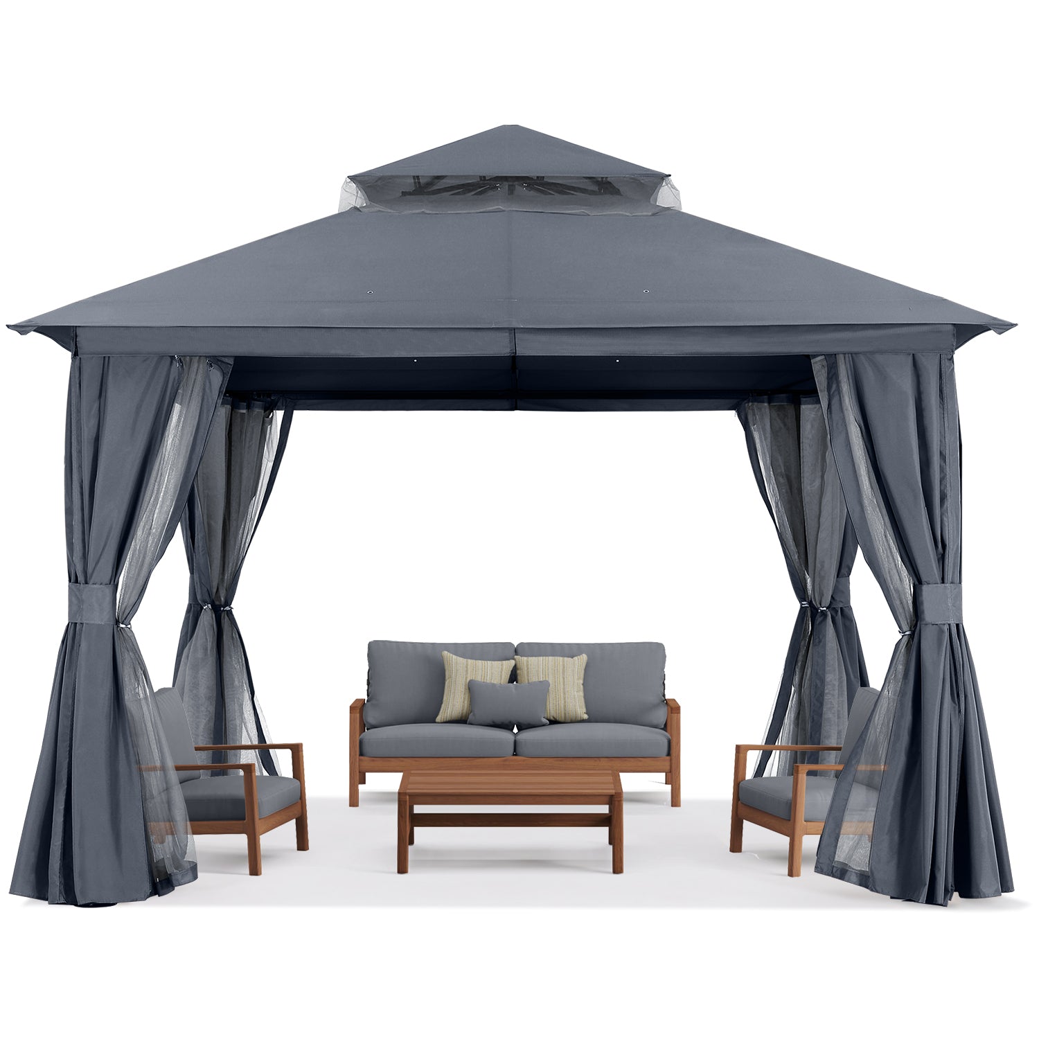 ABCCANOPY Outdoor Patio Gazebo with Mosquito Netting & Curtain 9x9, 11x11