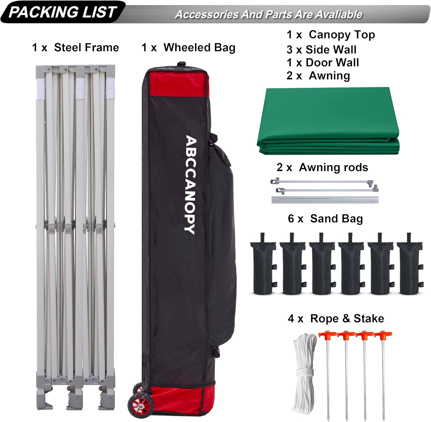 ABCCANOPY S1 Nova Base® - Lite Commercial Pop Up Canopy Tent with Awning 10x10/10x20