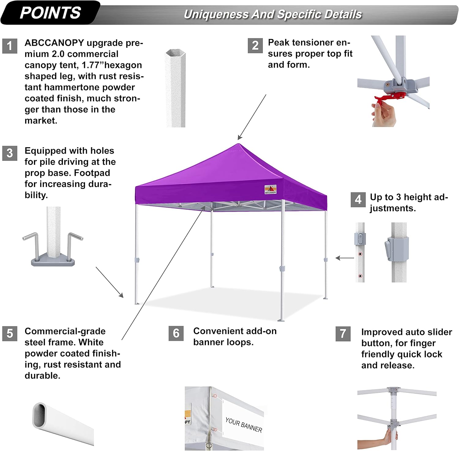 S1 Nova Base® - Frame Heavy Duty Pop Up Canopy Tent 8x8/10x10/10x15/10x20