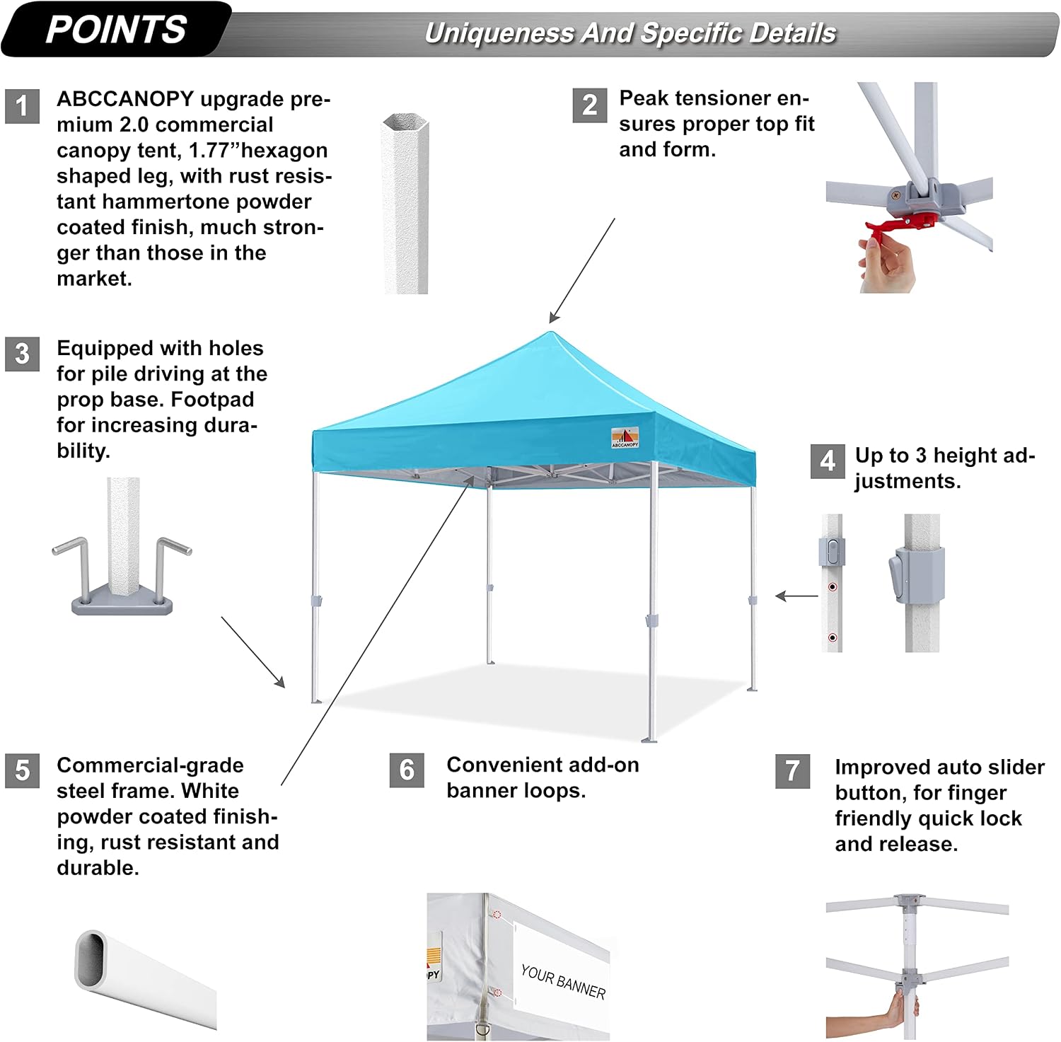 S1 Nova Base® - Frame Heavy Duty Pop Up Canopy Tent 8x8/10x10/10x15/10x20