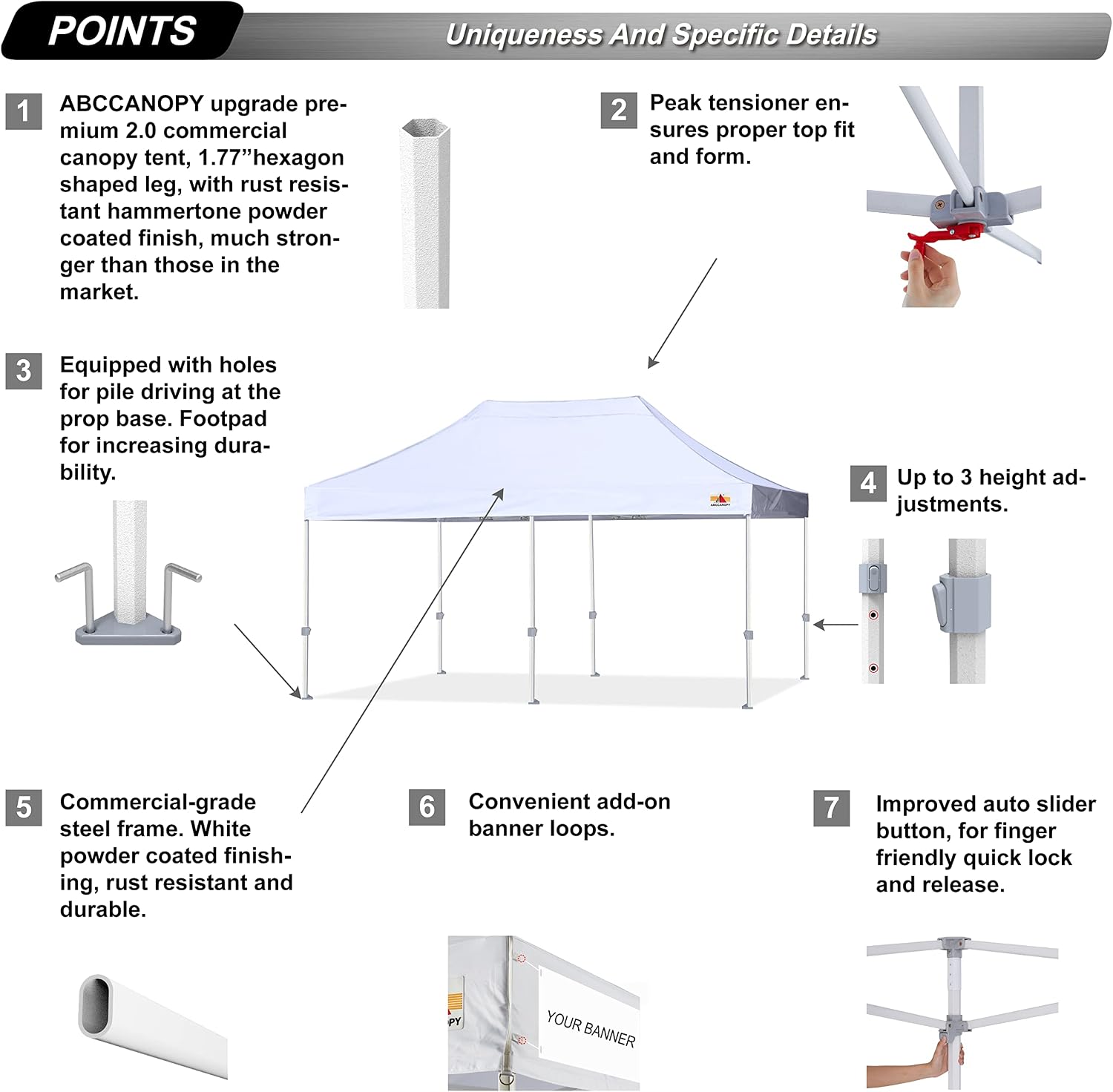 S1 Nova Base® - Frame Heavy Duty Pop Up Canopy Tent 8x8/10x10/10x15/10x20