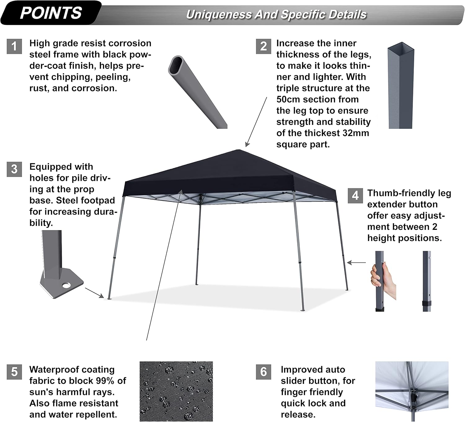 Knoll Shade™ Outdoor Stable Pop Up Camping Canopy Tent 10x10/12x12