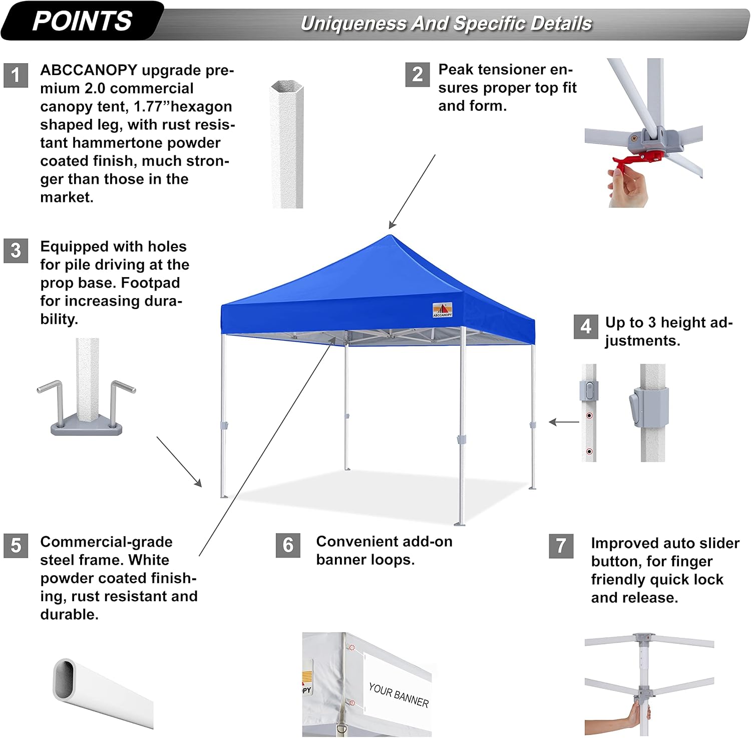 S1 Nova Base® - Frame Heavy Duty Pop Up Canopy Tent 8x8/10x10/10x15/10x20
