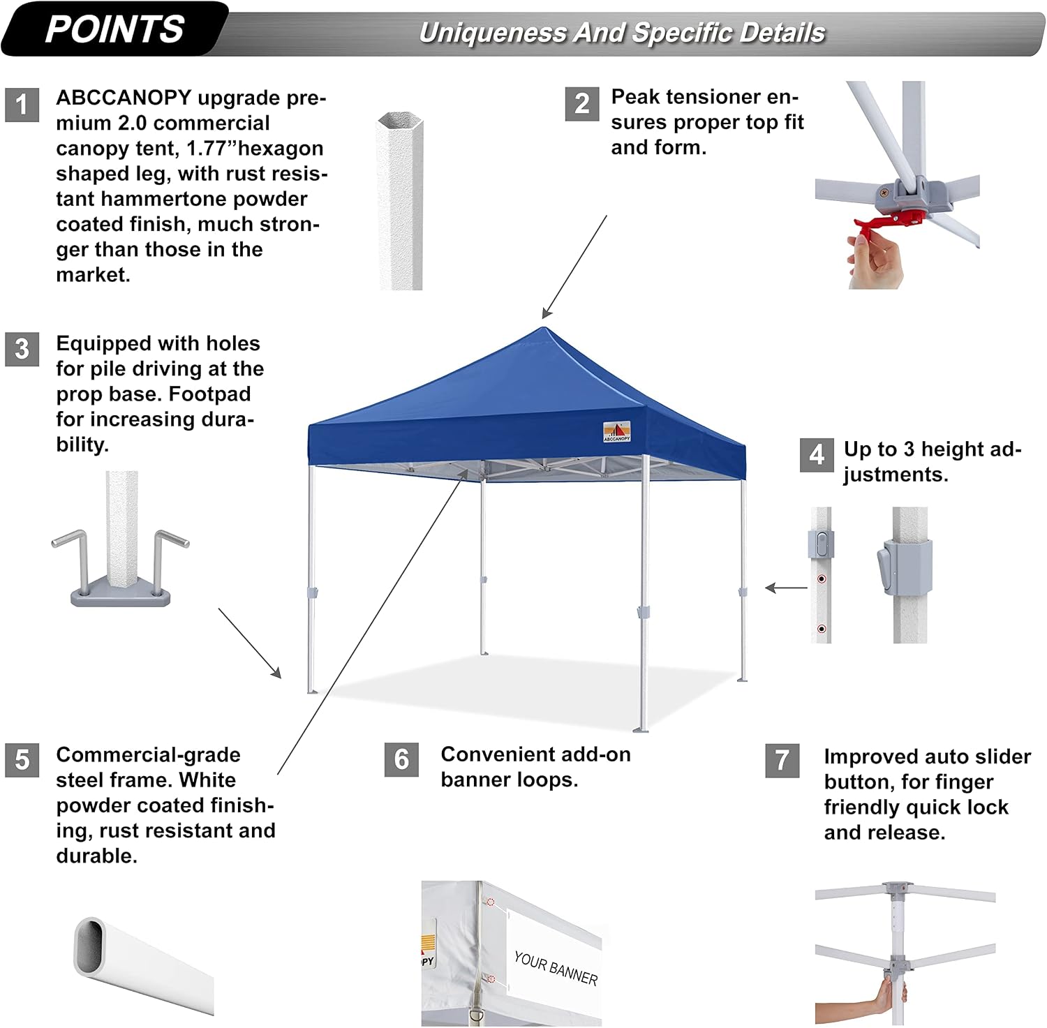 S1 Nova Base® - Frame Heavy Duty Pop Up Canopy Tent 8x8/10x10/10x15/10x20