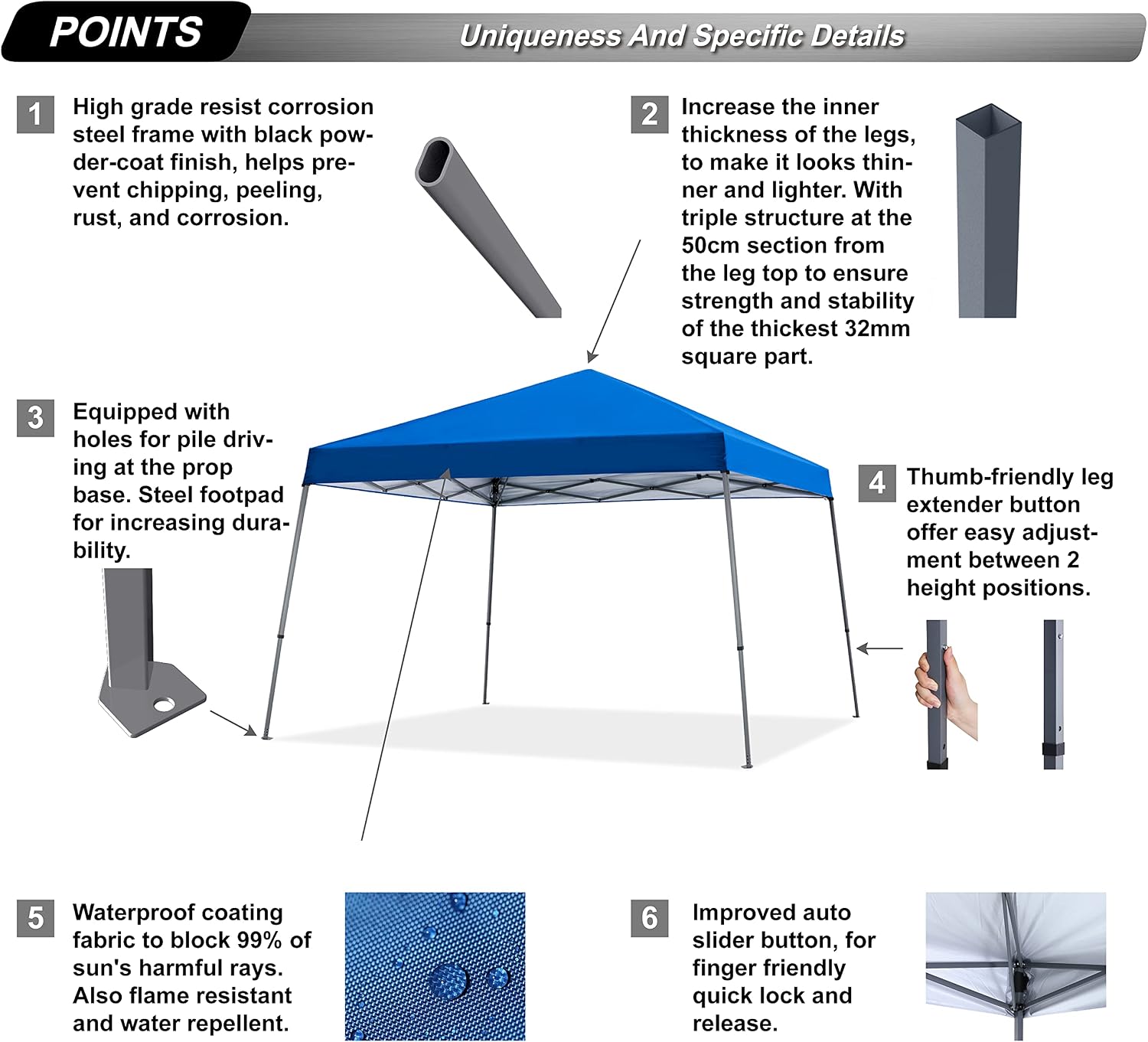 Knoll Shade™ Outdoor Stable Pop Up Camping Canopy Tent 10x10/12x12