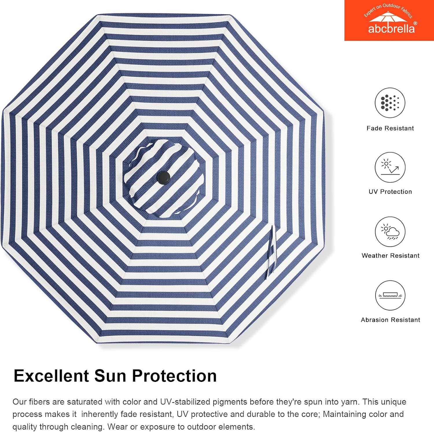 9FT Patio Umbrella Outdoor Table Umbrella 8 Ribs OLEFIN 5-Year No Fading