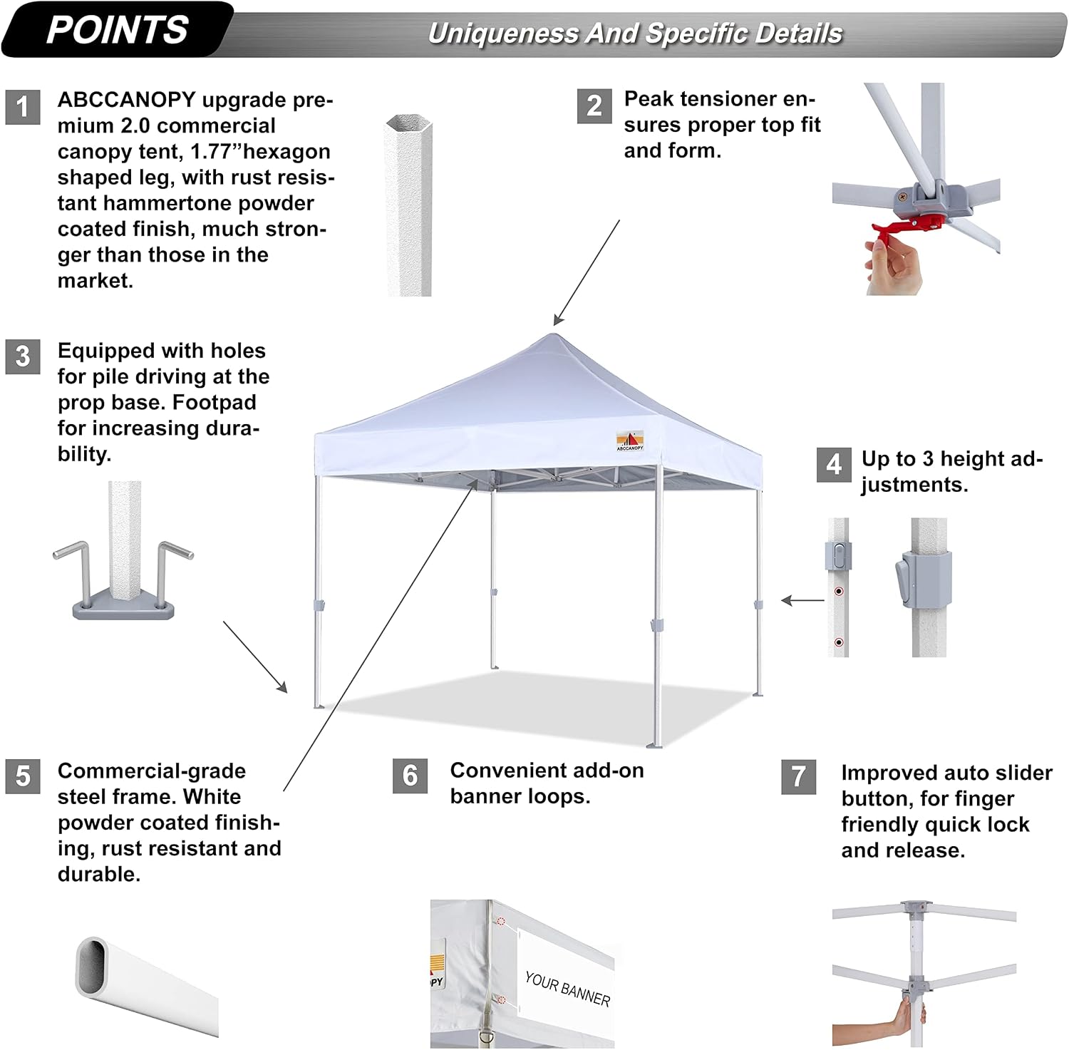 S1 Nova Base® - Frame Heavy Duty Pop Up Canopy Tent 8x8/10x10/10x15/10x20