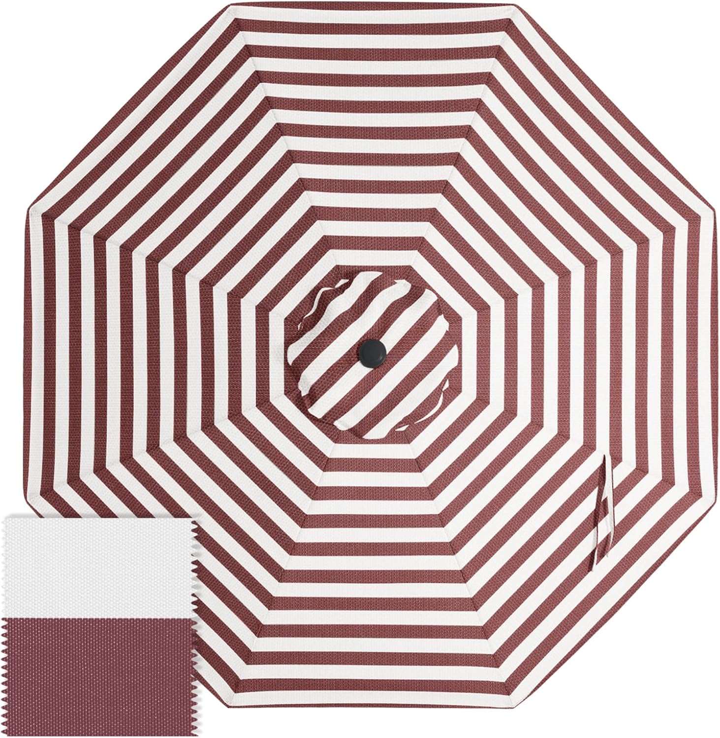 ABCCANOPY 9FT Patio Umbrella Replacement Canopy Only OLEFIN 5-Year Non Fading Burgundy Stripes