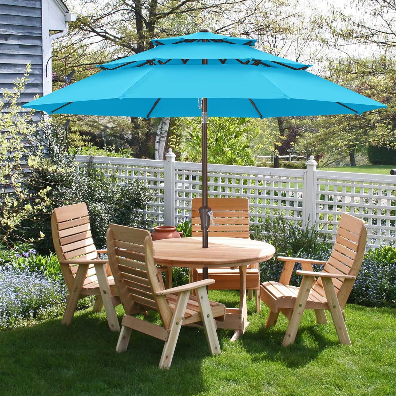 ABCCANOPY 9FT 3 Tiers Market Umbrella Outdoor Table Umbrella