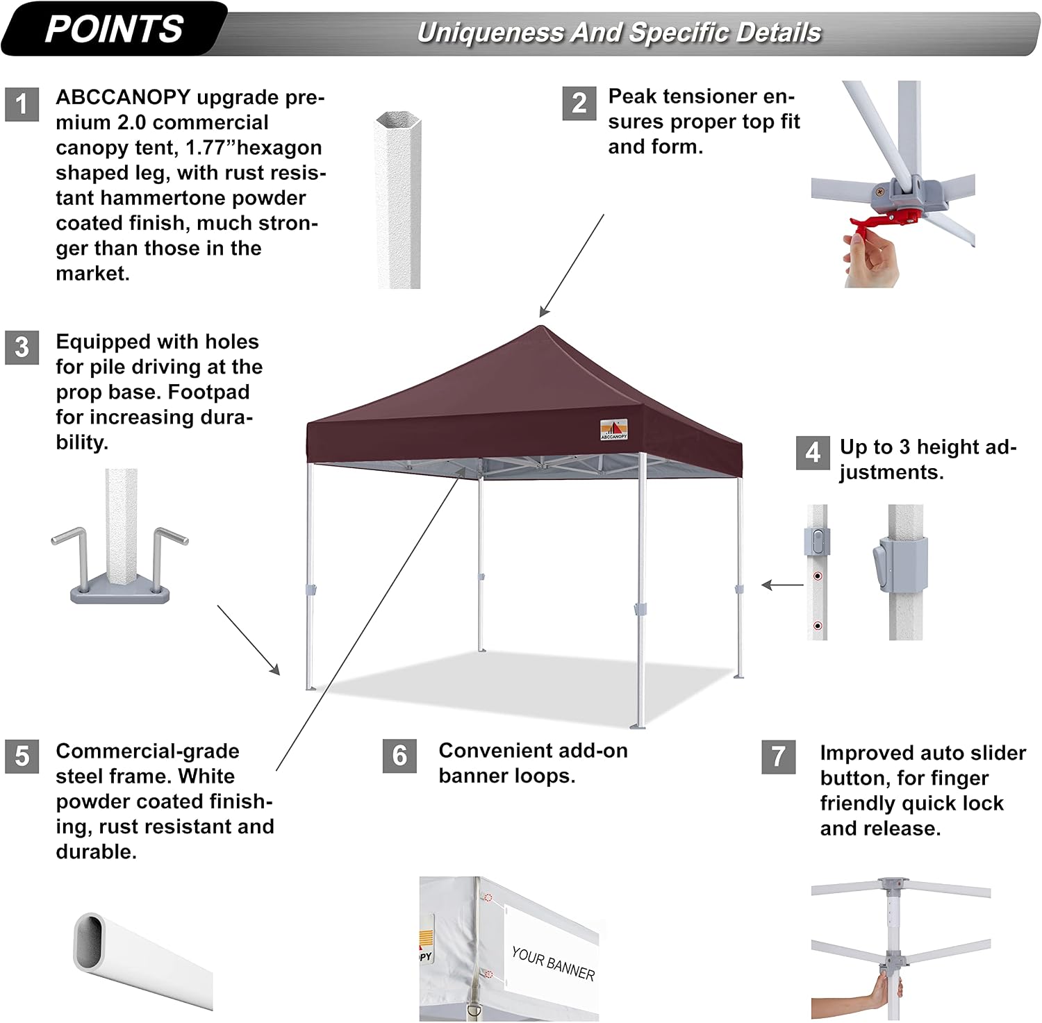 S1 Nova Base® - Frame Heavy Duty Pop Up Canopy Tent 8x8/10x10/10x15/10x20