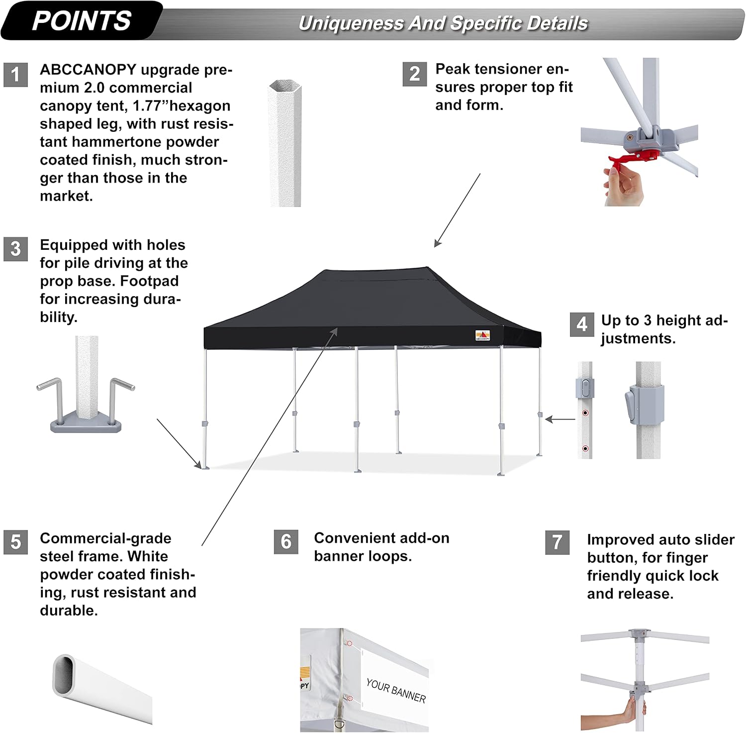 S1 Nova Base® - Frame Heavy Duty Pop Up Canopy Tent 8x8/10x10/10x15/10x20