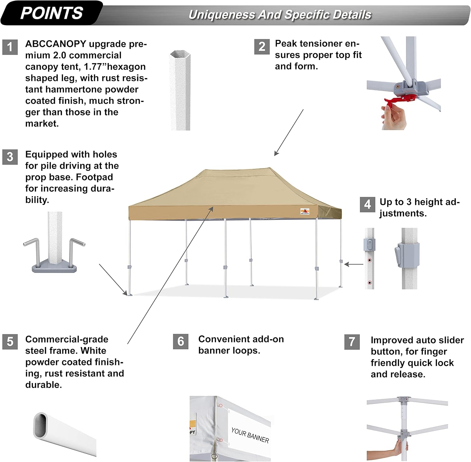 S1 Nova Base® - Frame Heavy Duty Pop Up Canopy Tent 8x8/10x10/10x15/10x20
