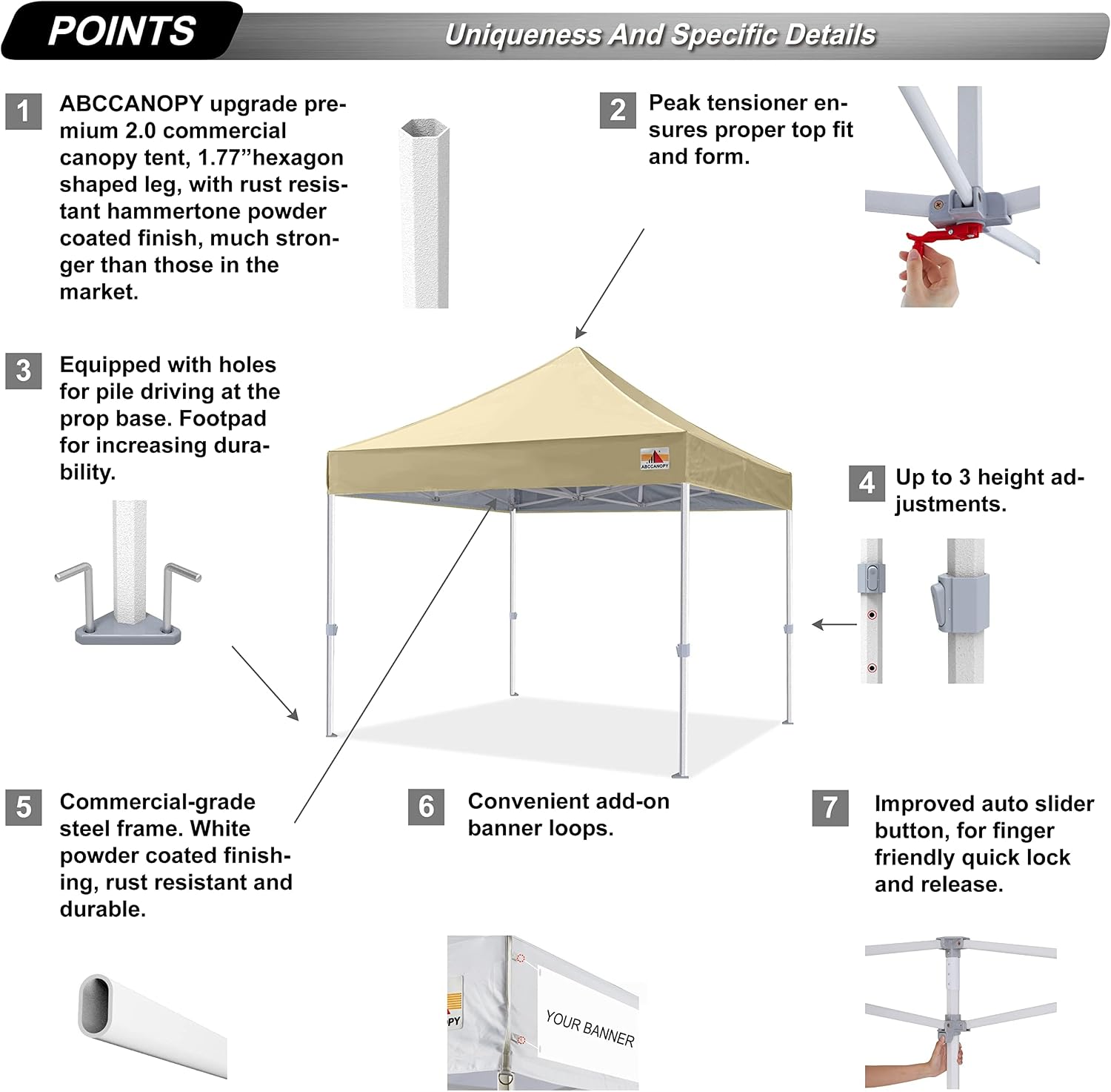 S1 Nova Base® - Frame Heavy Duty Pop Up Canopy Tent 8x8/10x10/10x15/10x20