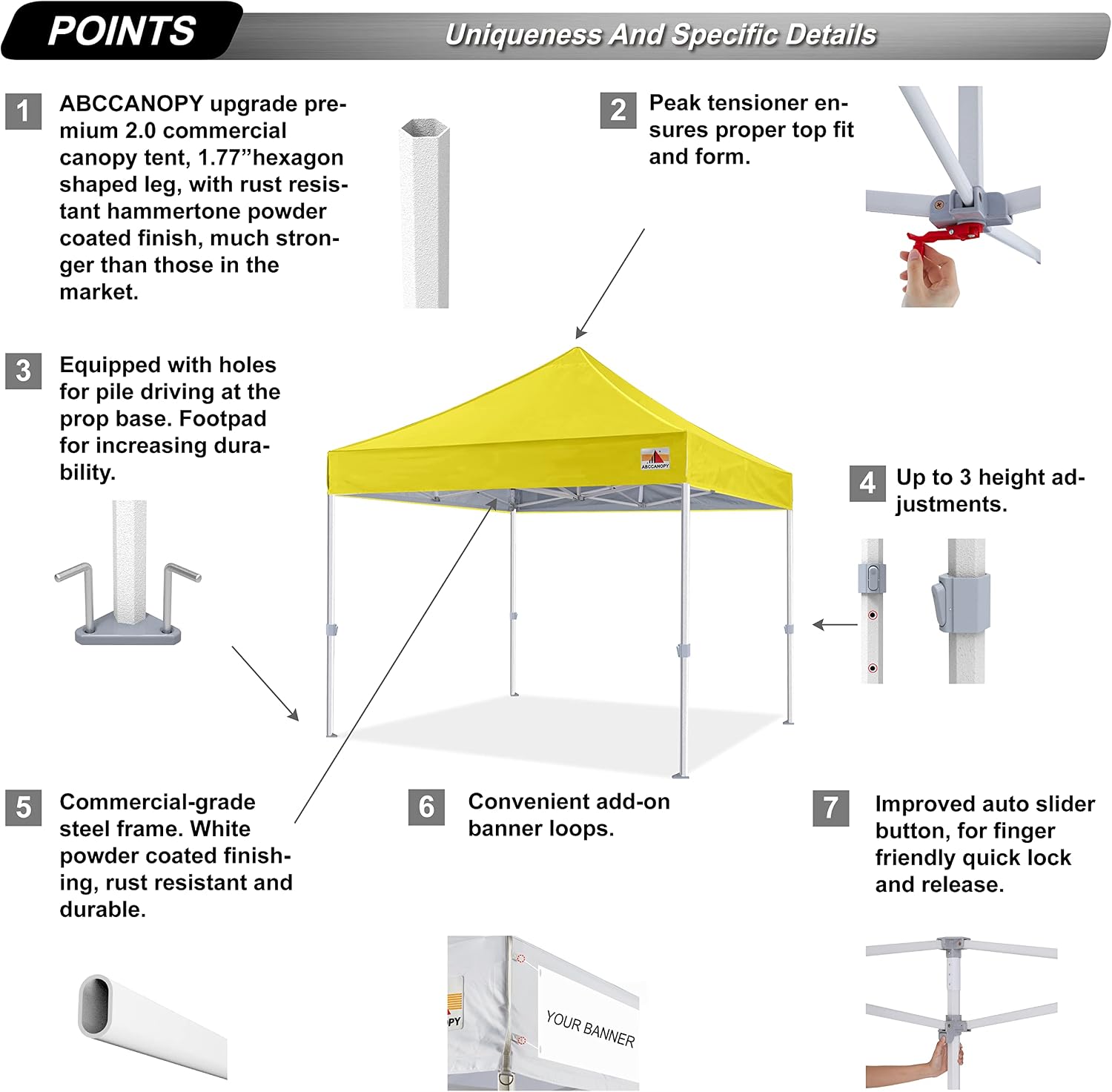 S1 Nova Base® - Frame Heavy Duty Pop Up Canopy Tent 8x8/10x10/10x15/10x20
