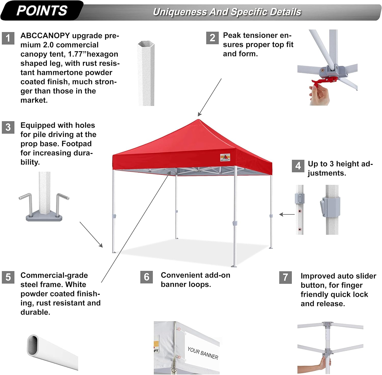 S1 Nova Base® - Frame Heavy Duty Pop Up Canopy Tent 8x8/10x10/10x15/10x20