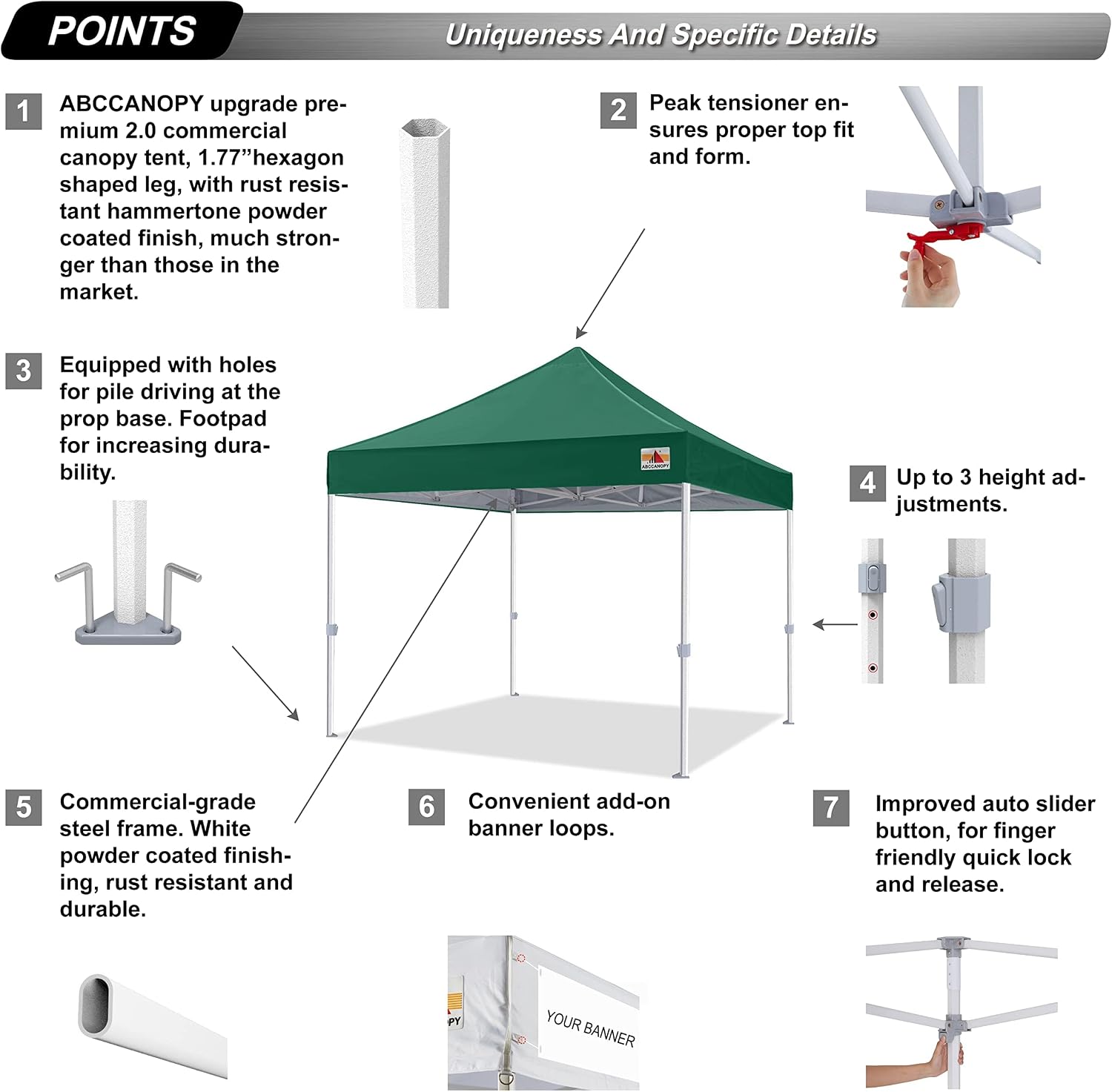 S1 Nova Base® - Frame Heavy Duty Pop Up Canopy Tent 8x8/10x10/10x15/10x20