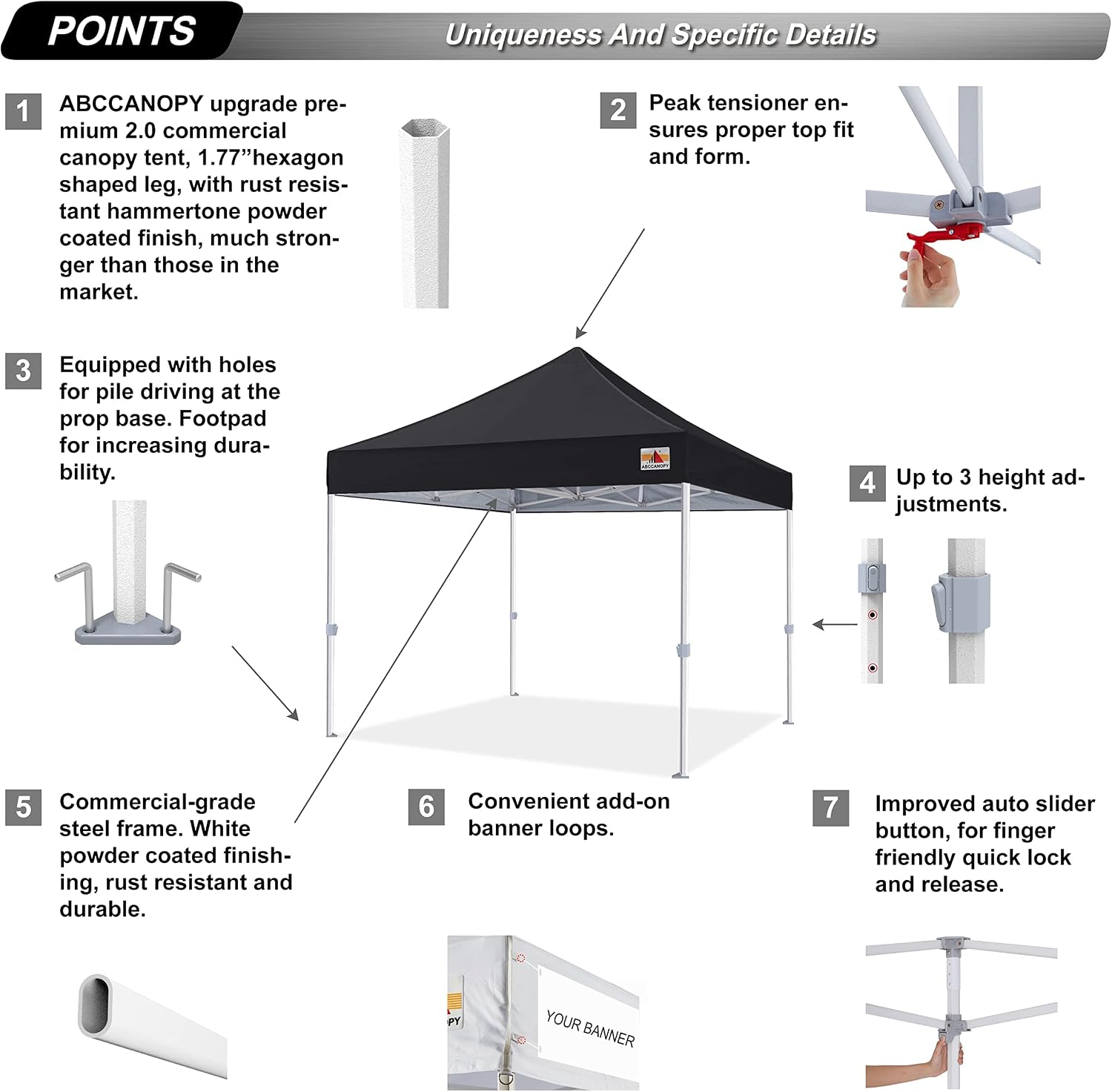 S1 Nova Base® - Frame Heavy Duty Pop Up Canopy Tent 8x8/10x10/10x15/10x20