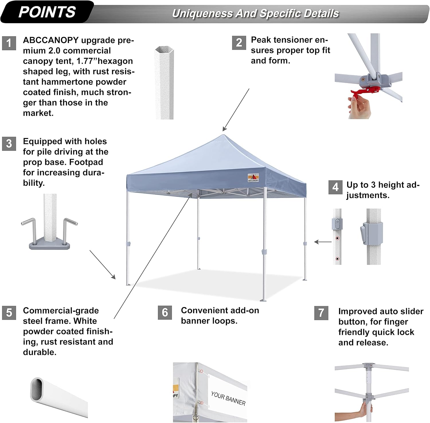 S1 Nova Base® - Frame Heavy Duty Pop Up Canopy Tent 8x8/10x10/10x15/10x20
