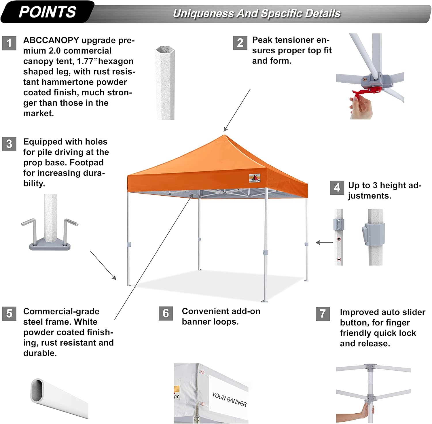 S1 Nova Base® - Frame Heavy Duty Pop Up Canopy Tent 8x8/10x10/10x15/10x20