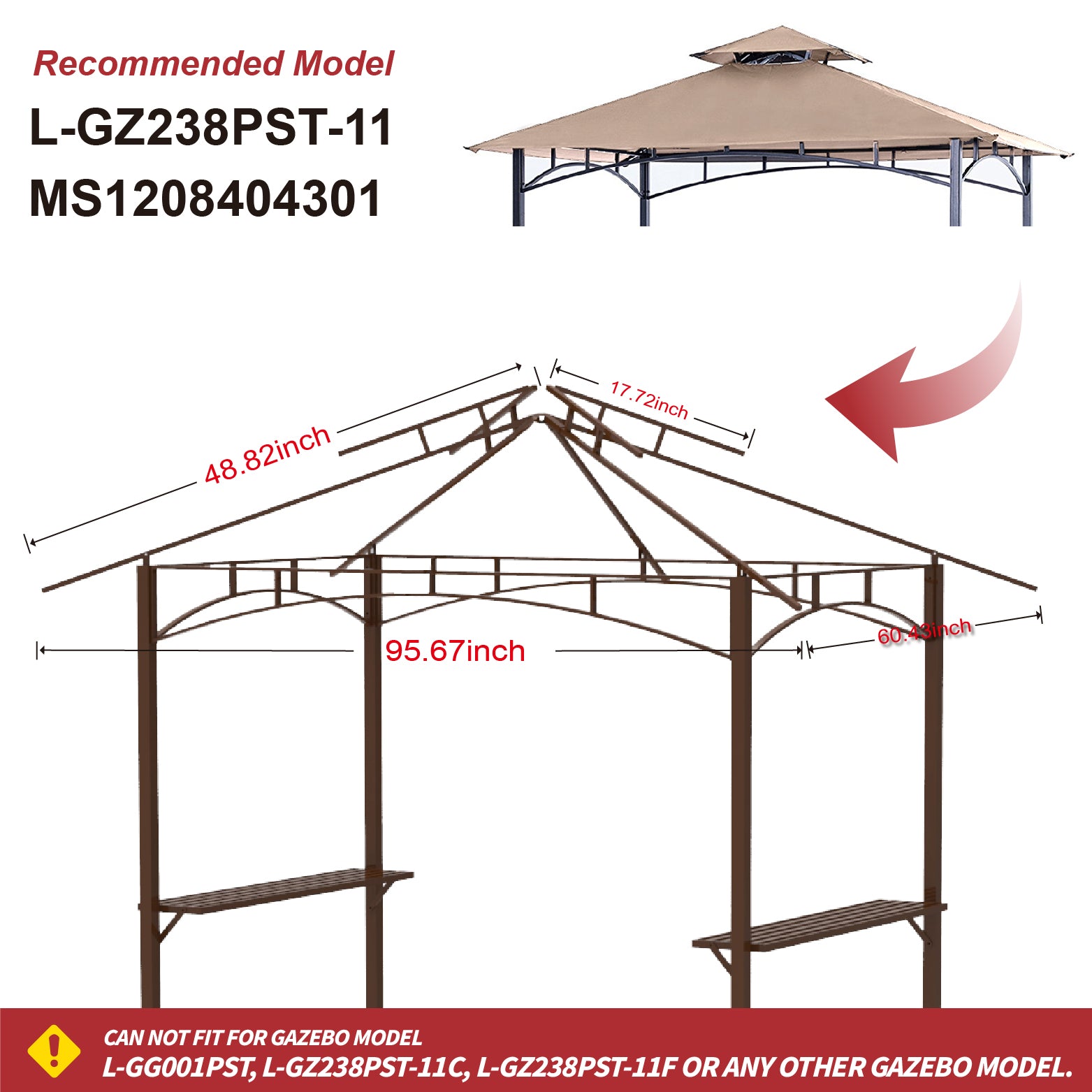 ABCCANOPY 8x5 Grill Shelter Replacement Canopy ROOF ONLY