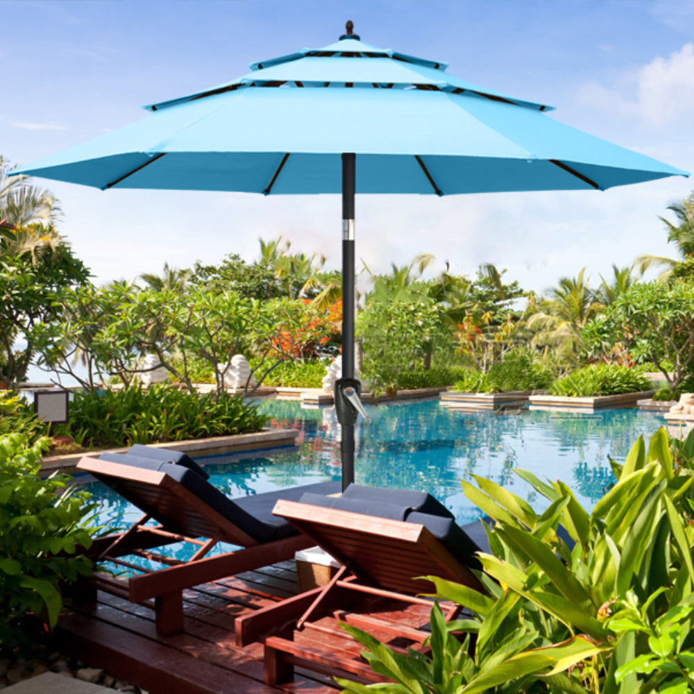 fiberglass patio umbrella frame PatioKingdom 9FT Outdoor Navy Blue, Ribs Umbrella durable aluminum pole and marine Patio Kingdom 9FT Patio Umbrella