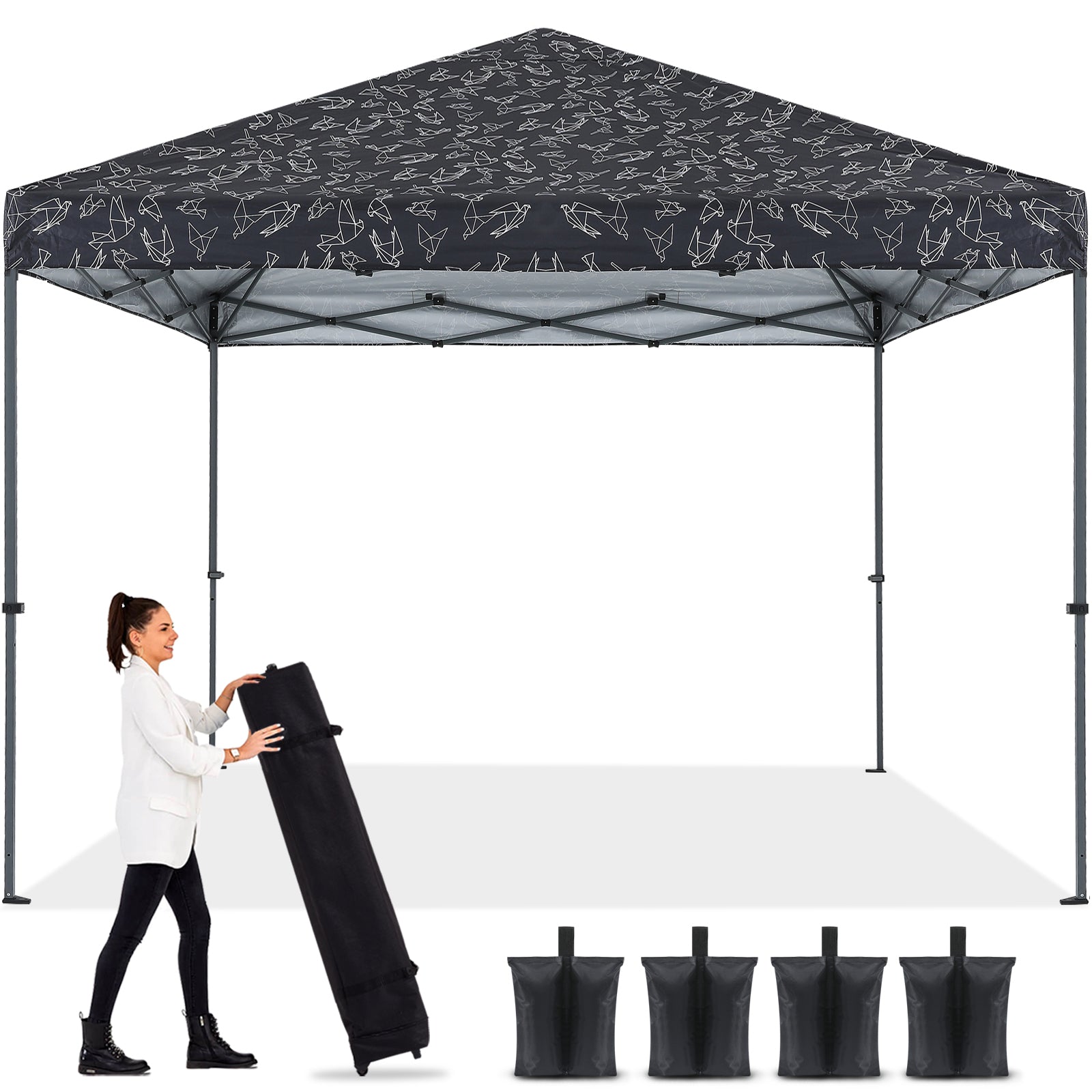 10x10FT Outdoor Easy Pop up Canopy Tent With Graphic Print