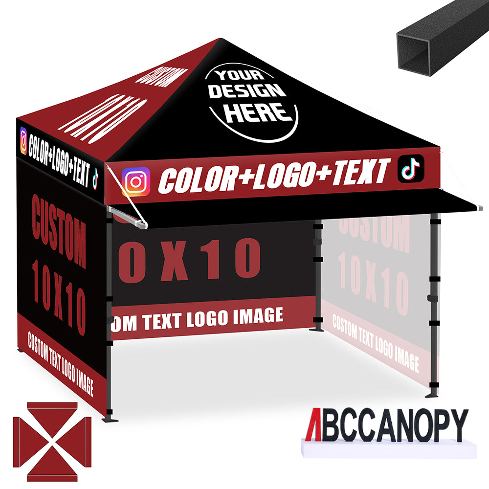 ABCCANOPY 10x10 Custom Pop Up Canopy Tent with Awning & Sidewalls (S1 Nova Base